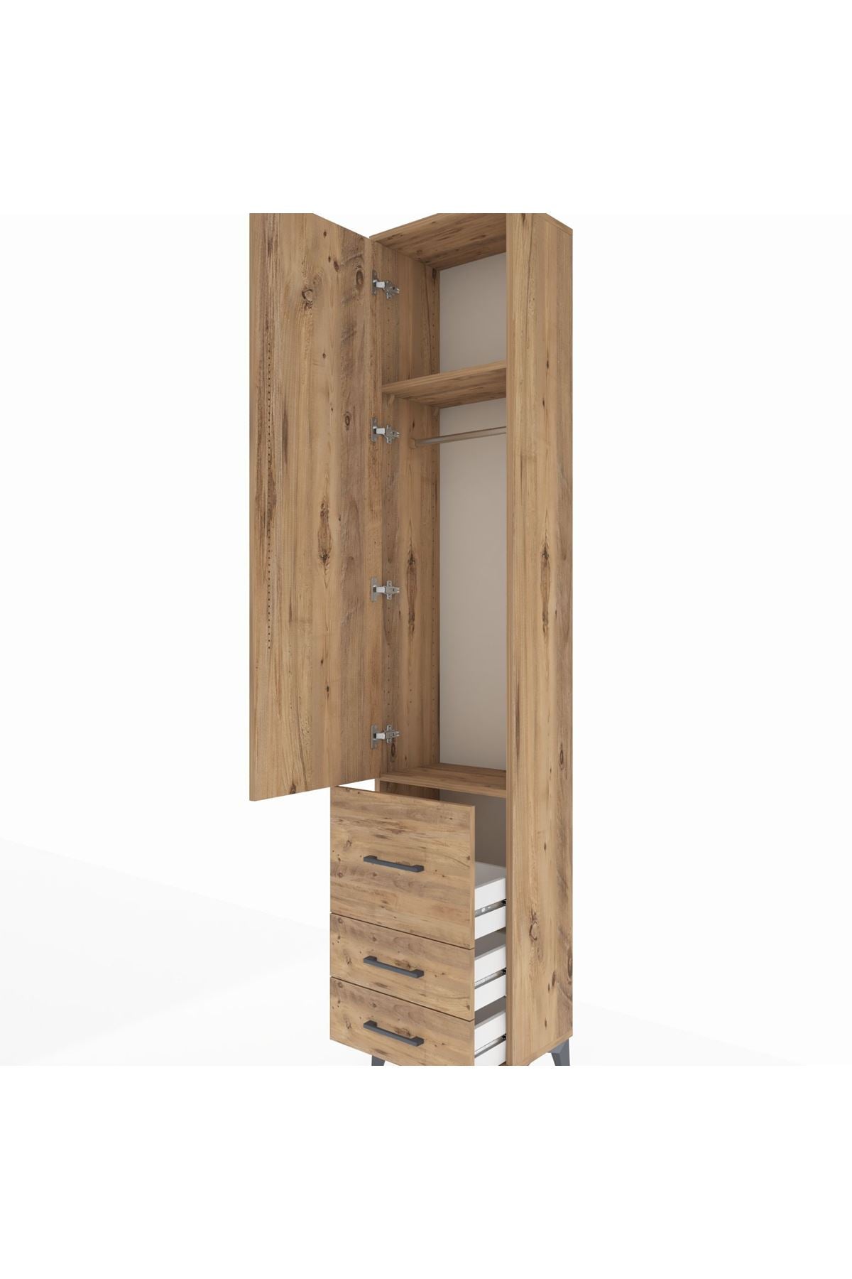 Arges Dolap 2 Raflı 3 Çekmeceli Tek Askılı 44x30x221 - S28M037V9A
