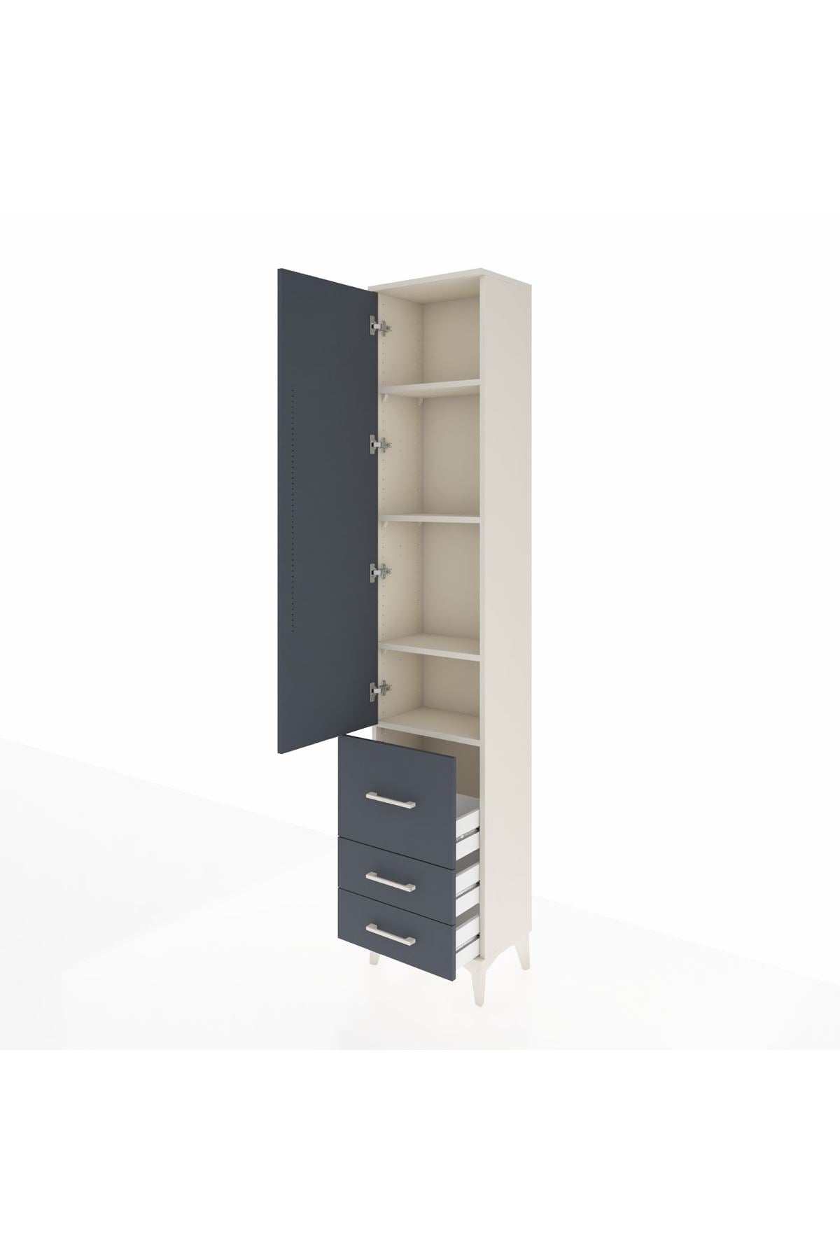 Arges Dolap 4 Raflı 3 Çekmeceli Tek Kapaklı 44x30x221 - S28M038V2A