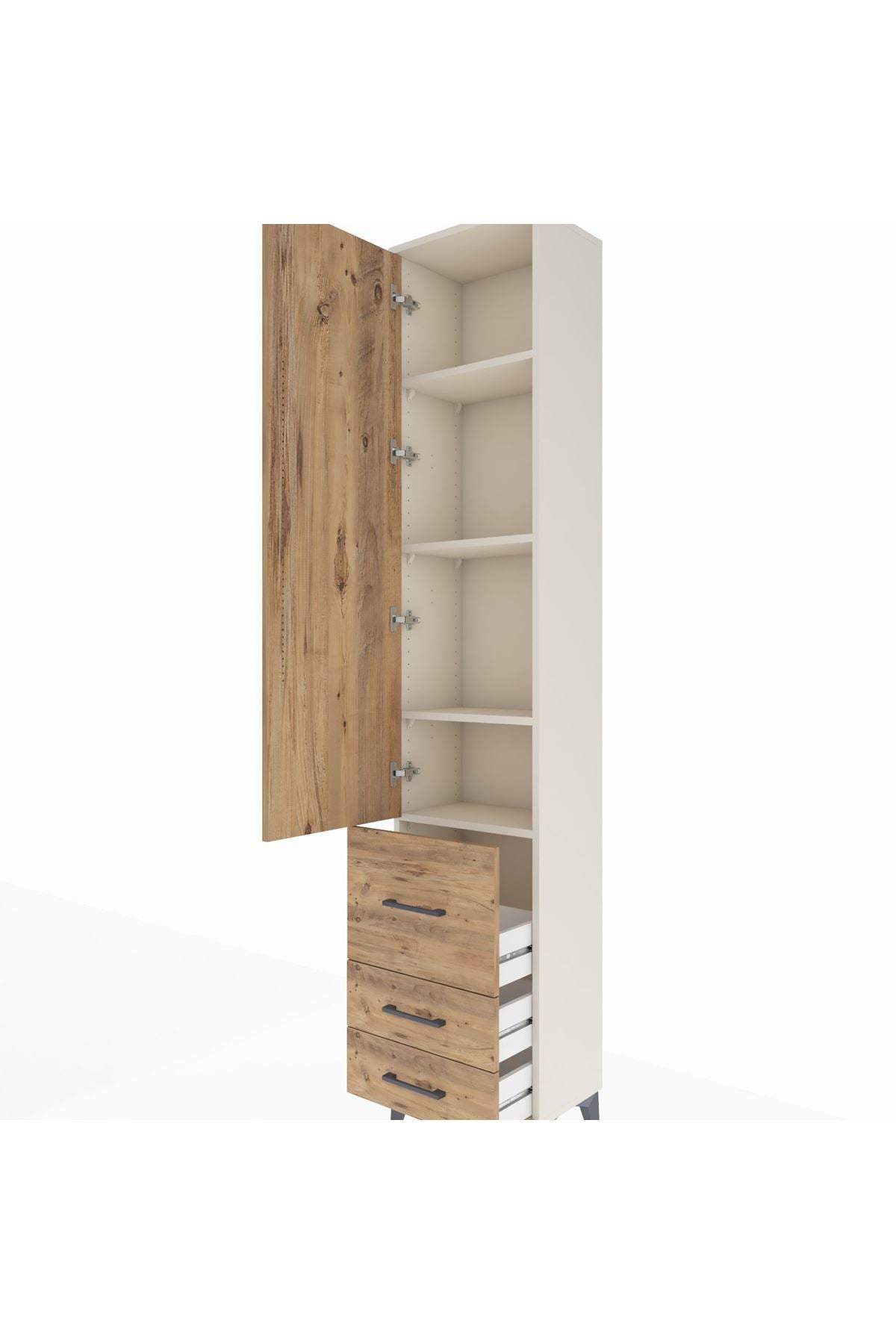 Arges Dolap 4 Raflı 3 Çekmeceli Tek Kapaklı 44x30x221 - S28M038V3A