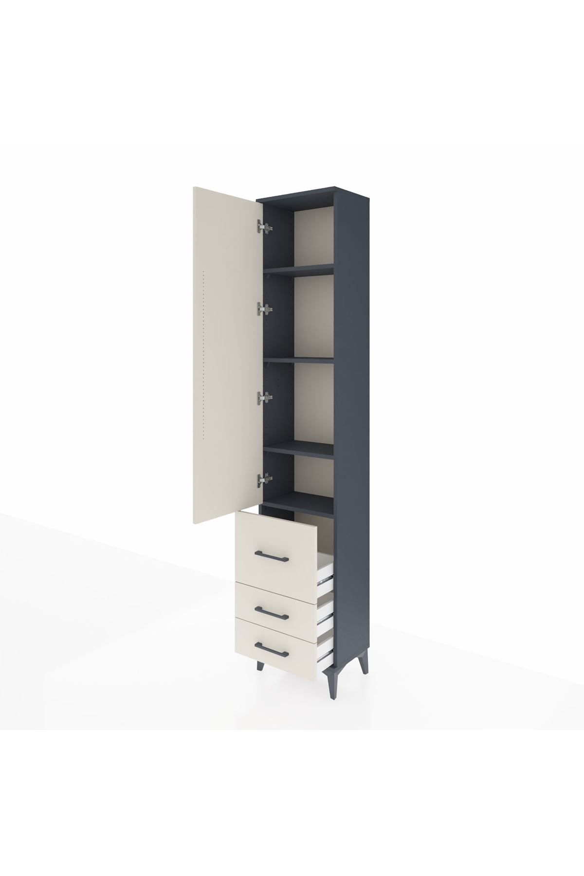 Arges Dolap 4 Raflı 3 Çekmeceli Tek Kapaklı 44x30x221 - S28M038V4A