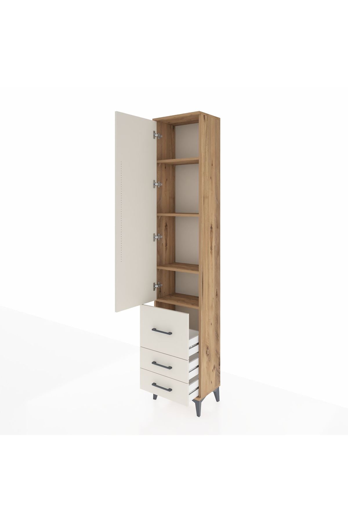 Arges Dolap 4 Raflı 3 Çekmeceli Tek Kapaklı 44x30x221 - S28M038V7A