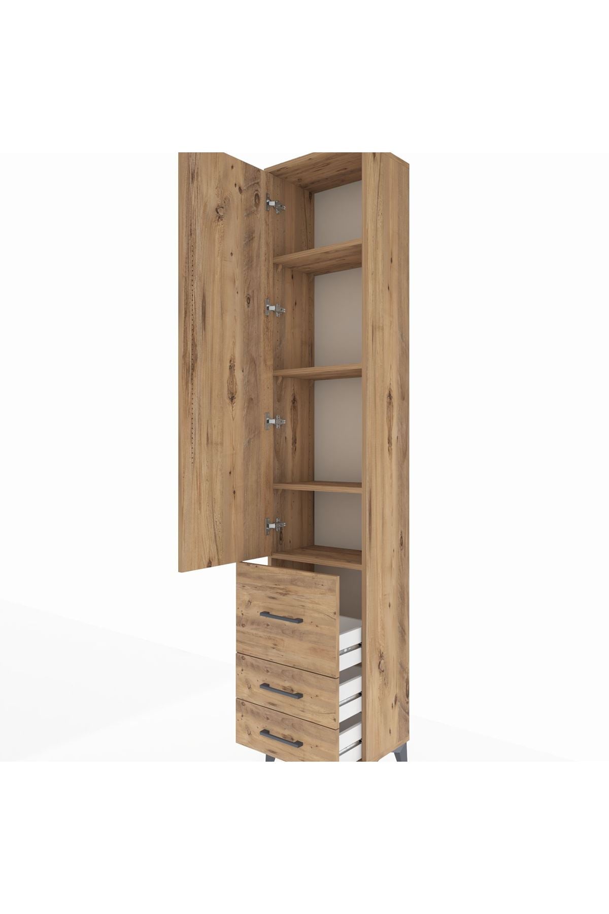 Arges Dolap 4 Raflı 3 Çekmeceli Tek Kapaklı 44x30x221 - S28M038V9A