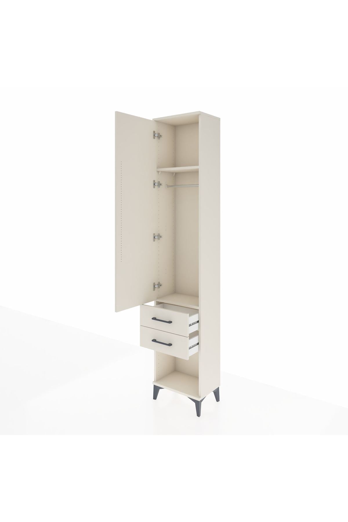 Arges Dolap 2 Raflı 2 Çekmeceli Tek Askılı 44x30x221 - S28M040V1A