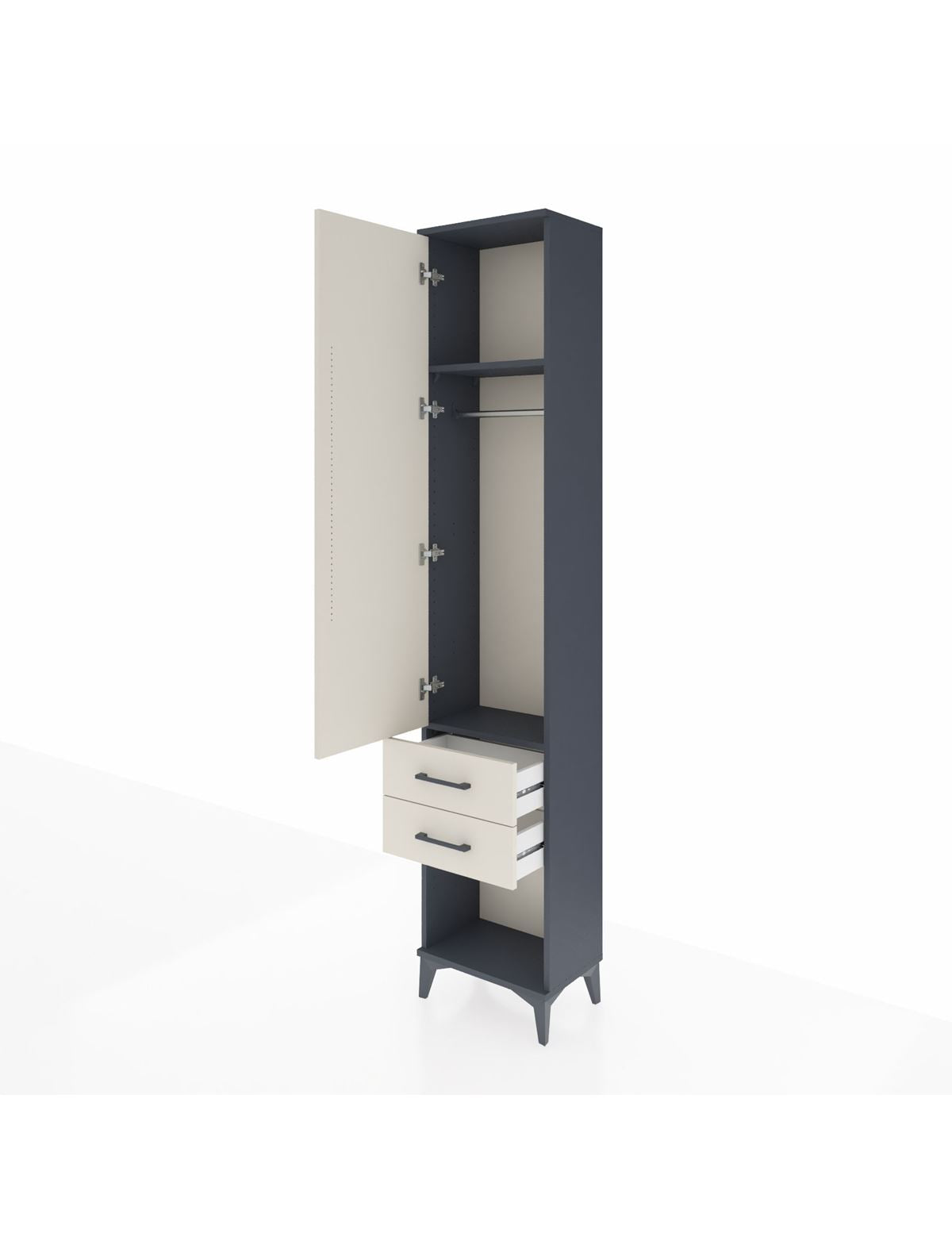 Arges Dolap 2 Raflı 2 Çekmeceli Tek Askılı 44x30x221 - S28M040V4A