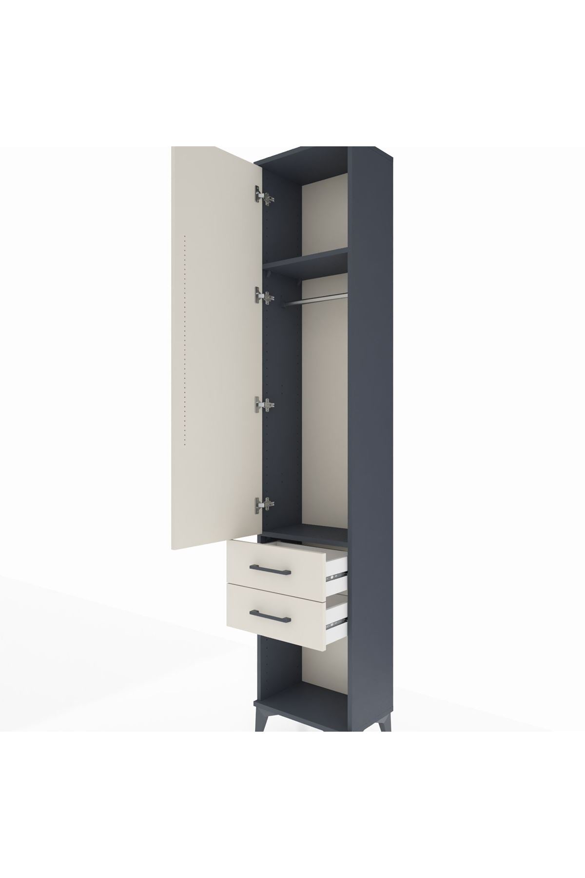Arges Dolap 2 Raflı 2 Çekmeceli Tek Askılı 44x30x221 - S28M040V4A