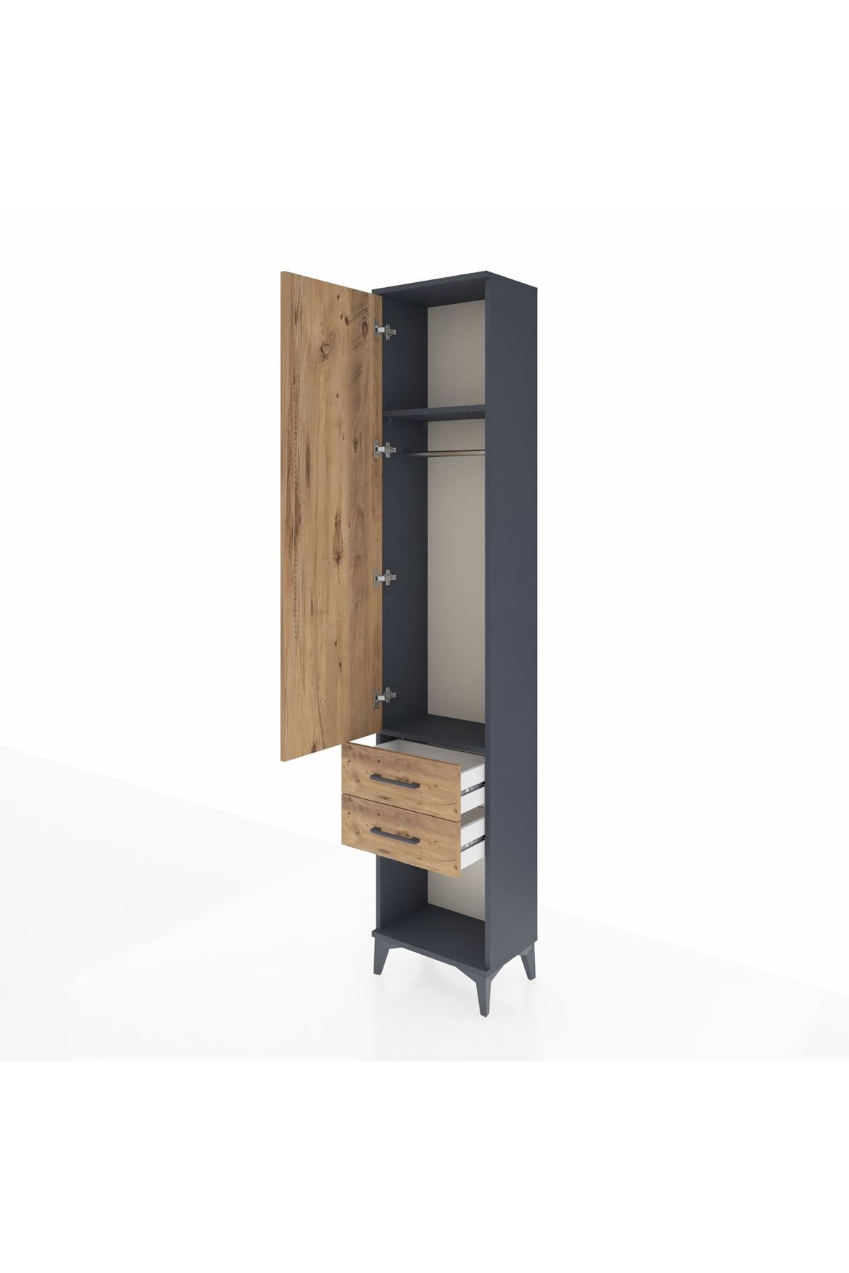 Arges Dolap 2 Raflı 2 Çekmeceli Tek Askılı 44x30x221 - S28M040V6A