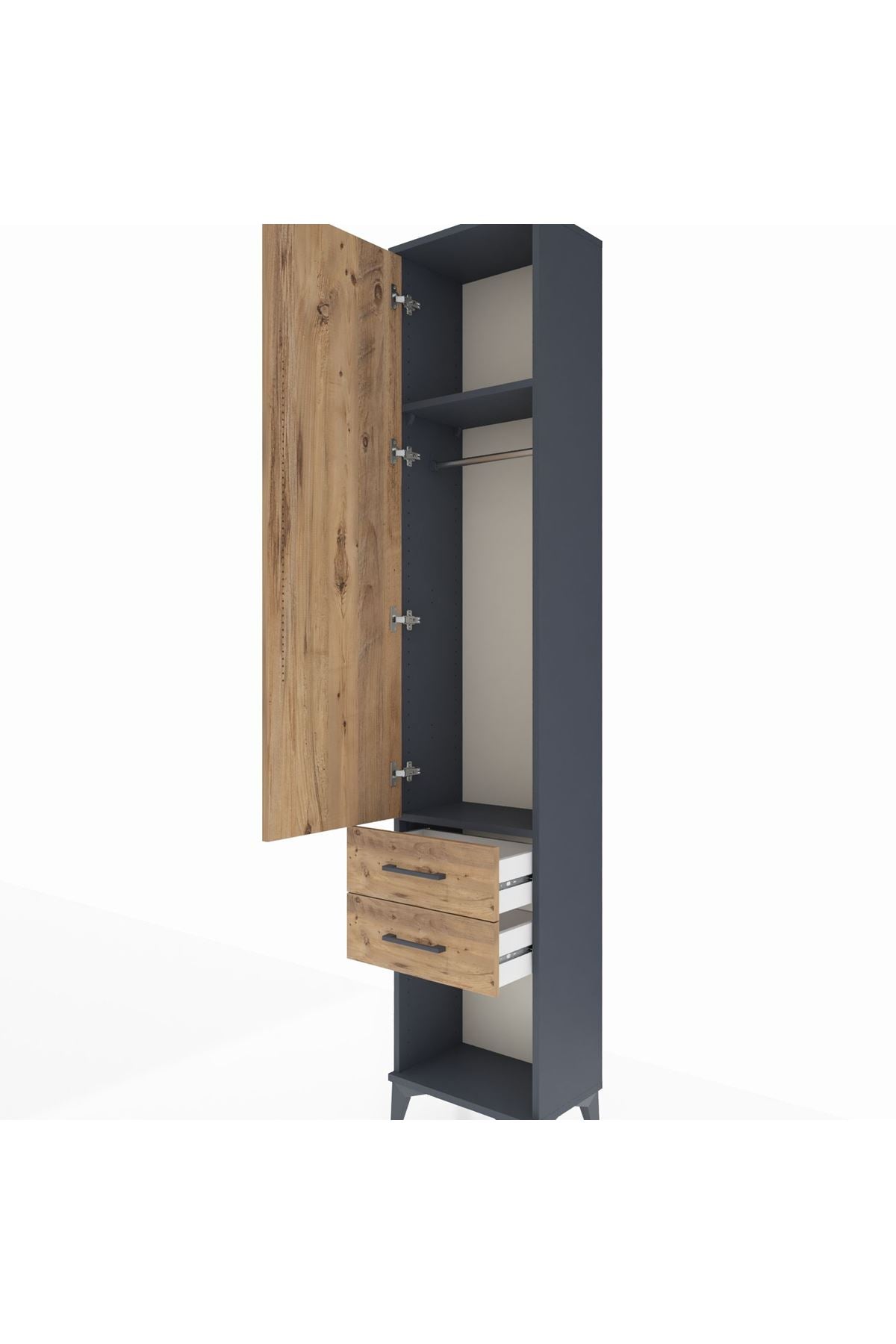 Arges Dolap 2 Raflı 2 Çekmeceli Tek Askılı 44x30x221 - S28M040V6A