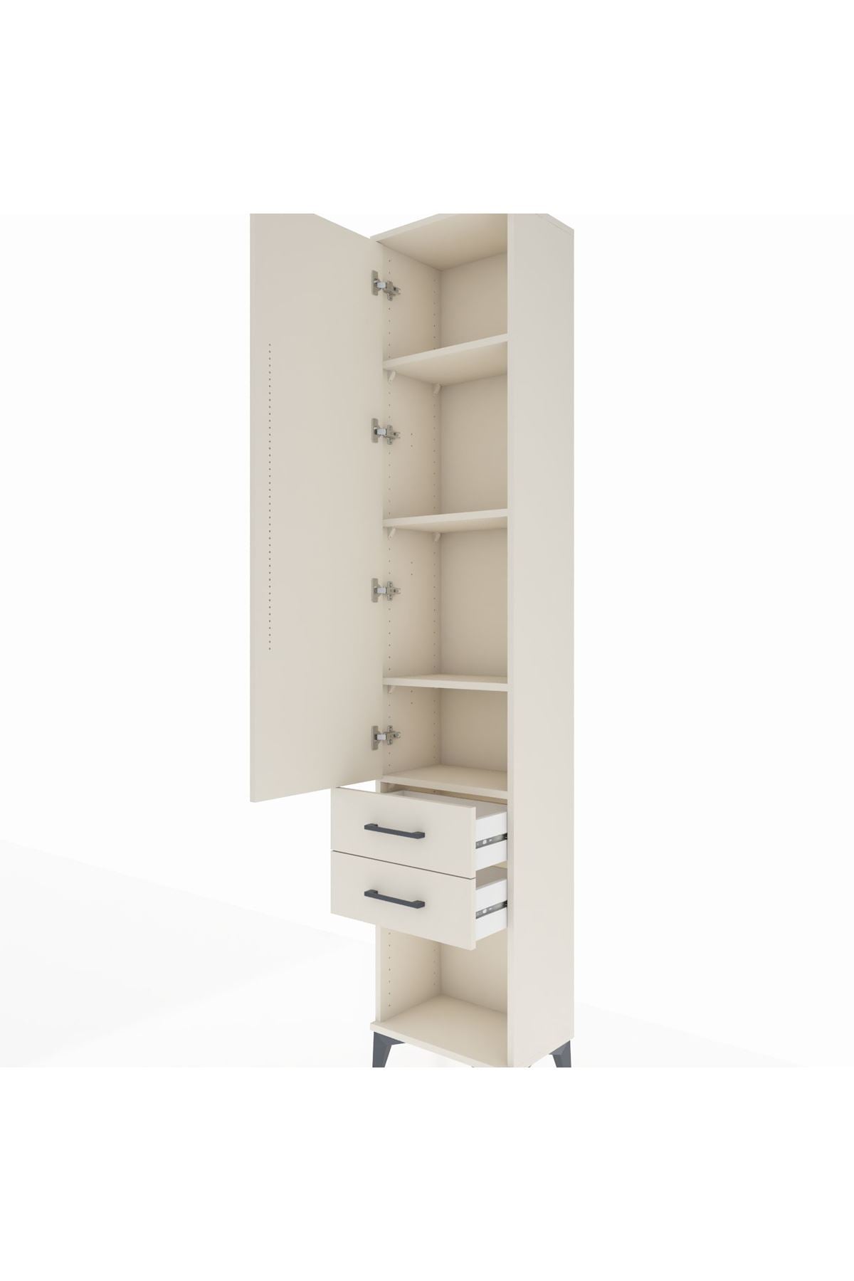 Arges Dolap 4 Raflı 2 Çekmeceli Tek Kapaklı 44x30x221 - S28M041V1A