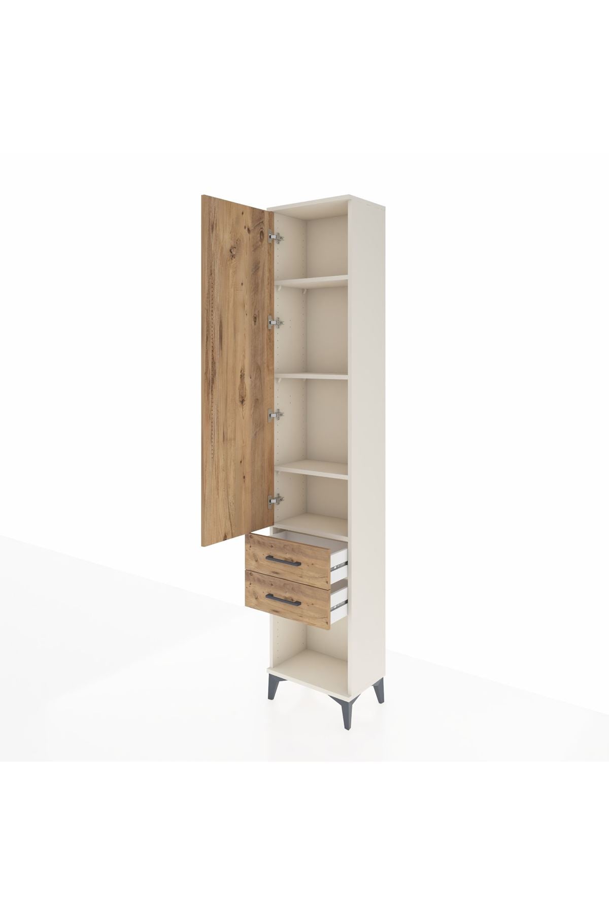 Arges Dolap 4 Raflı 2 Çekmeceli Tek Kapaklı 44x30x221 - S28M041V3A
