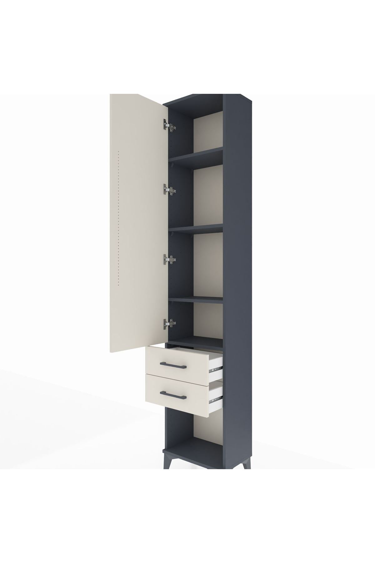 Arges Dolap 4 Raflı 2 Çekmeceli Tek Kapaklı 44x30x221 - S28M041V4A