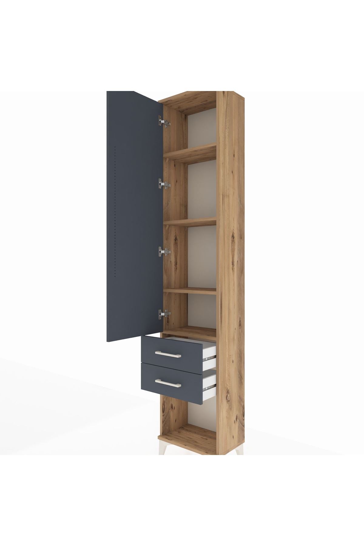 Arges Dolap 4 Raflı 2 Çekmeceli Tek Kapaklı 44x30x221 - S28M041V8A