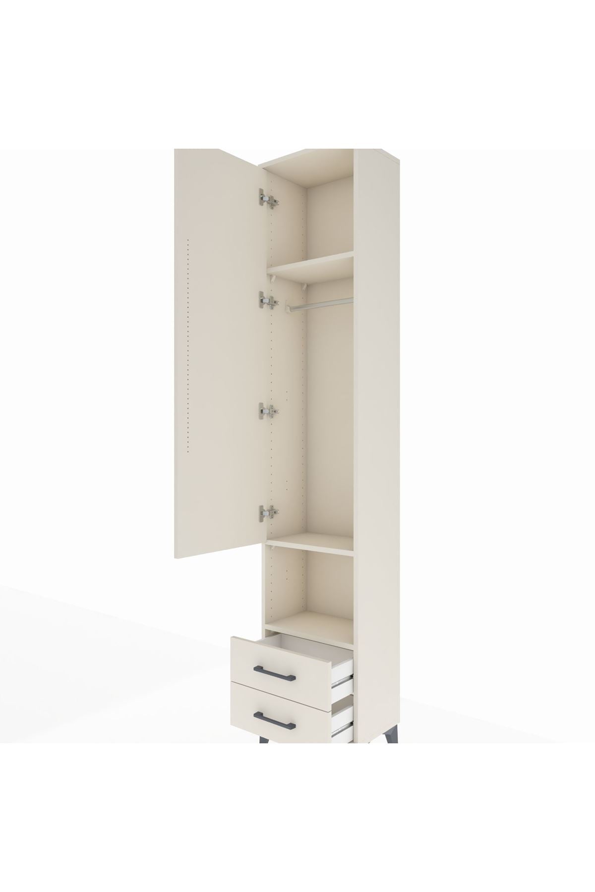 Arges Dolap 3 Raflı 2 Çekmeceli Tek Askılı 44x30x221 - S28M043V1A