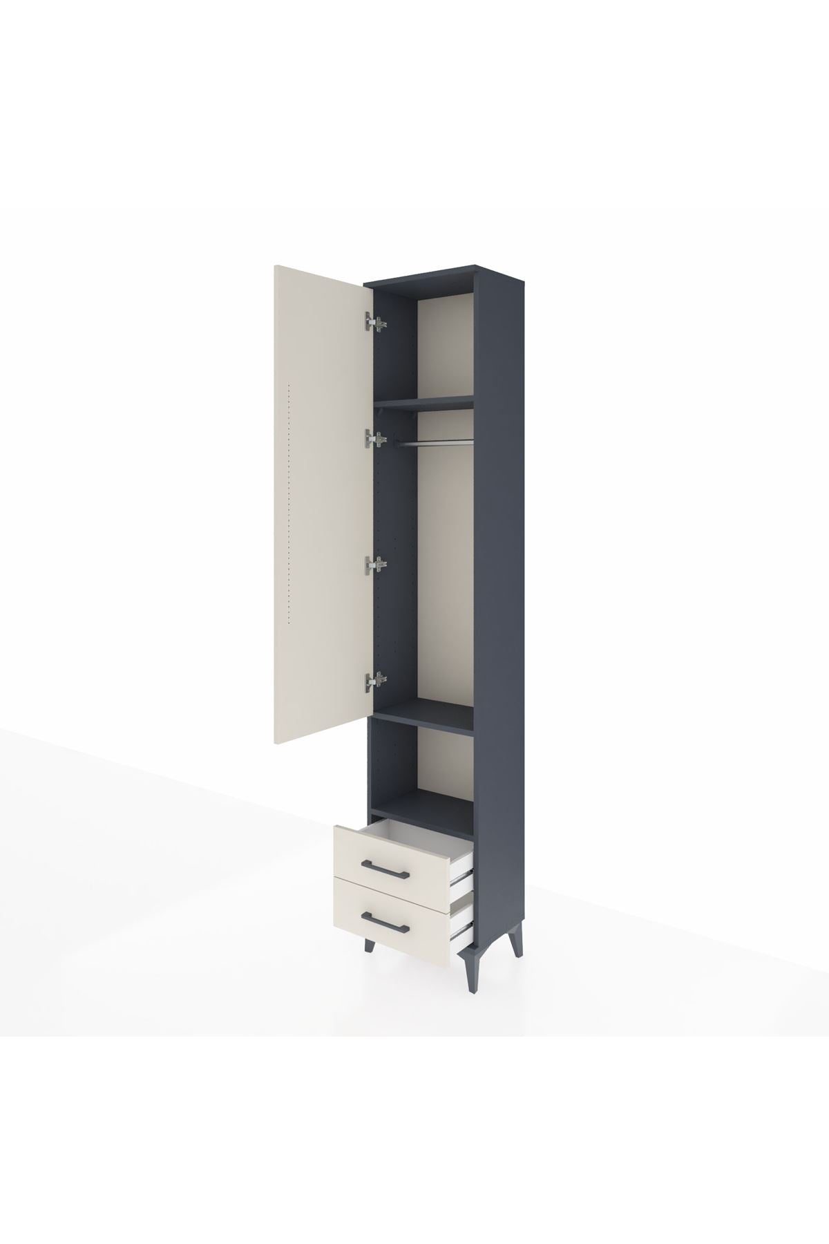 Arges Dolap 3 Raflı 2 Çekmeceli Tek Askılı 44x30x221 - S28M043V4A