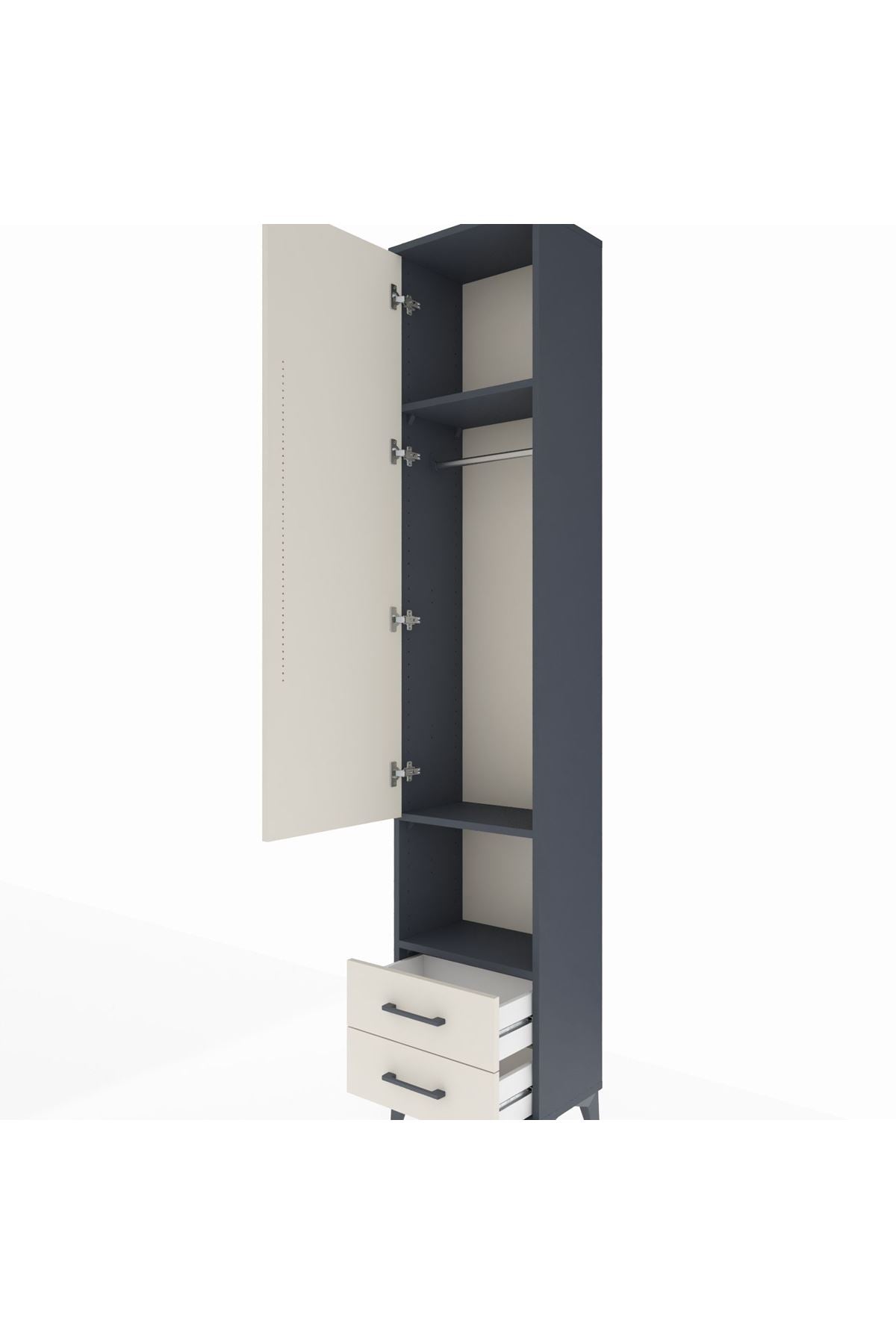 Arges Dolap 3 Raflı 2 Çekmeceli Tek Askılı 44x30x221 - S28M043V4A