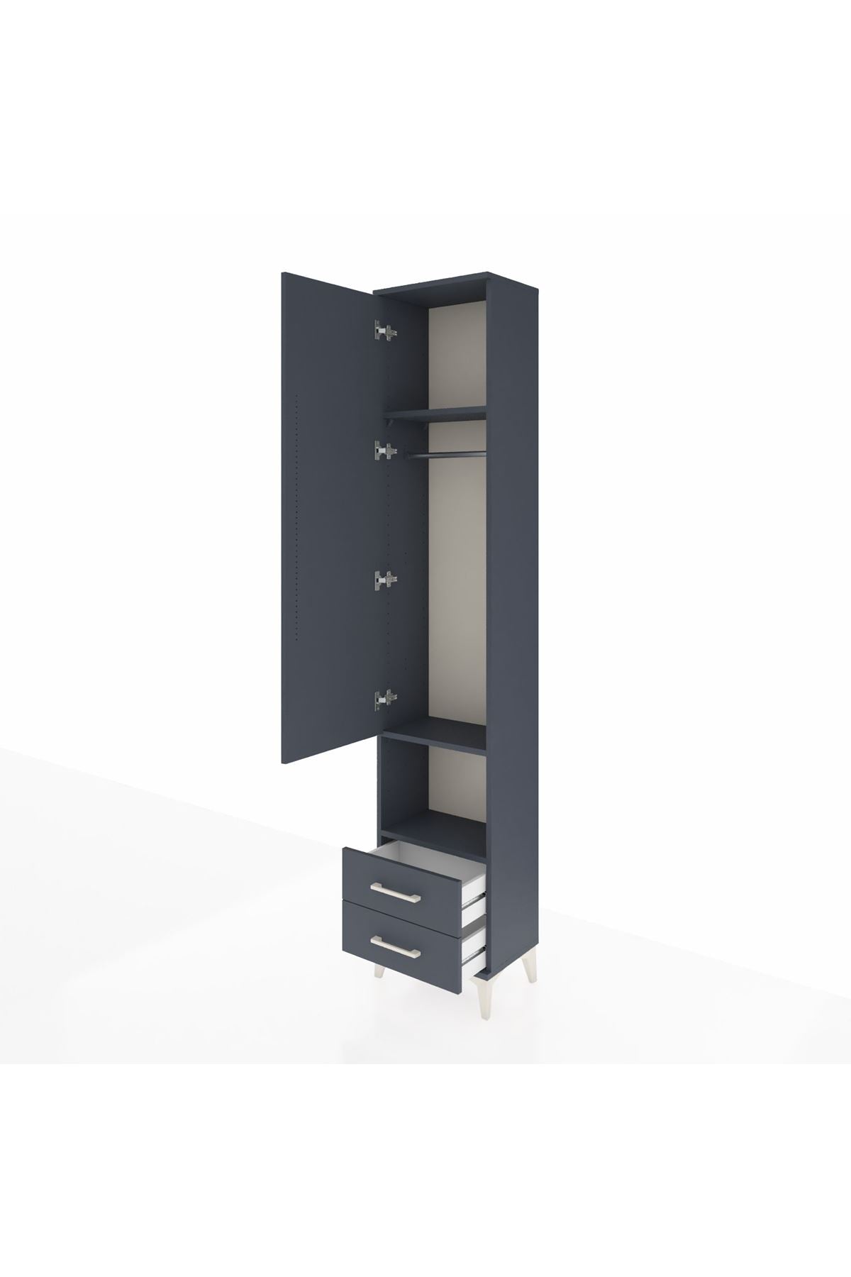 Arges Dolap 3 Raflı 2 Çekmeceli Tek Askılı 44x30x221 - S28M043V5A