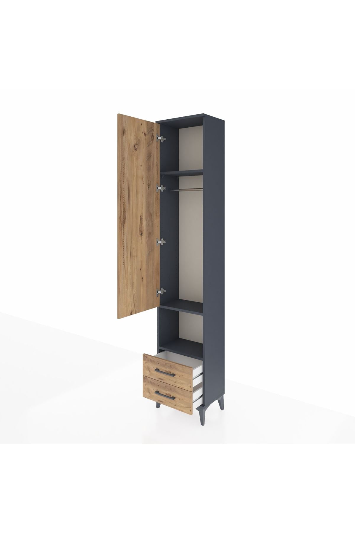 Arges Dolap 3 Raflı 2 Çekmeceli Tek Askılı 44x30x221 - S28M043V6A