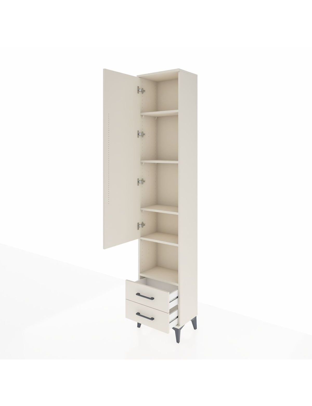 Arges Dolap 5 Raflı 2 Çekmeceli Tek Kapaklı 44x30x221 - S28M044V1A