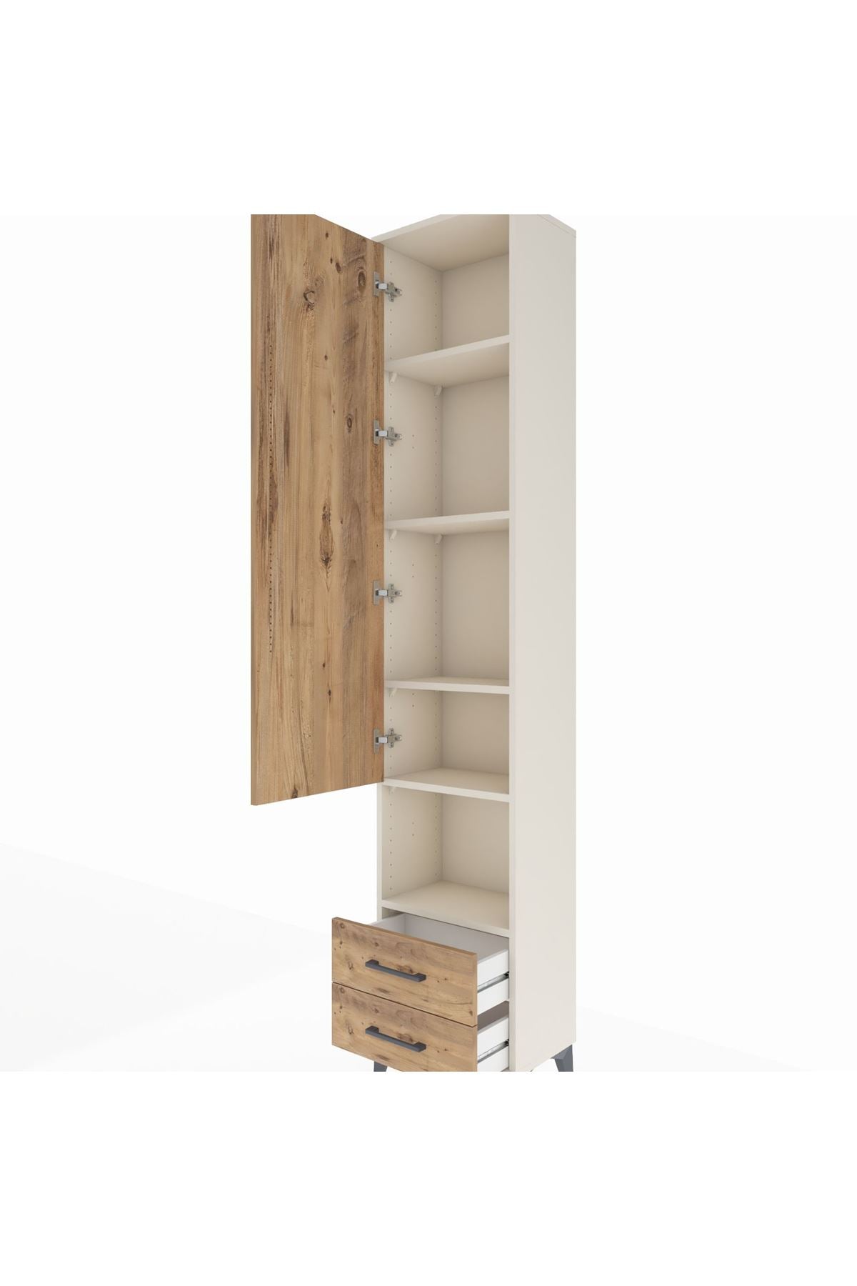 Arges Dolap 5 Raflı 2 Çekmeceli Tek Kapaklı 44x30x221 - S28M044V3A