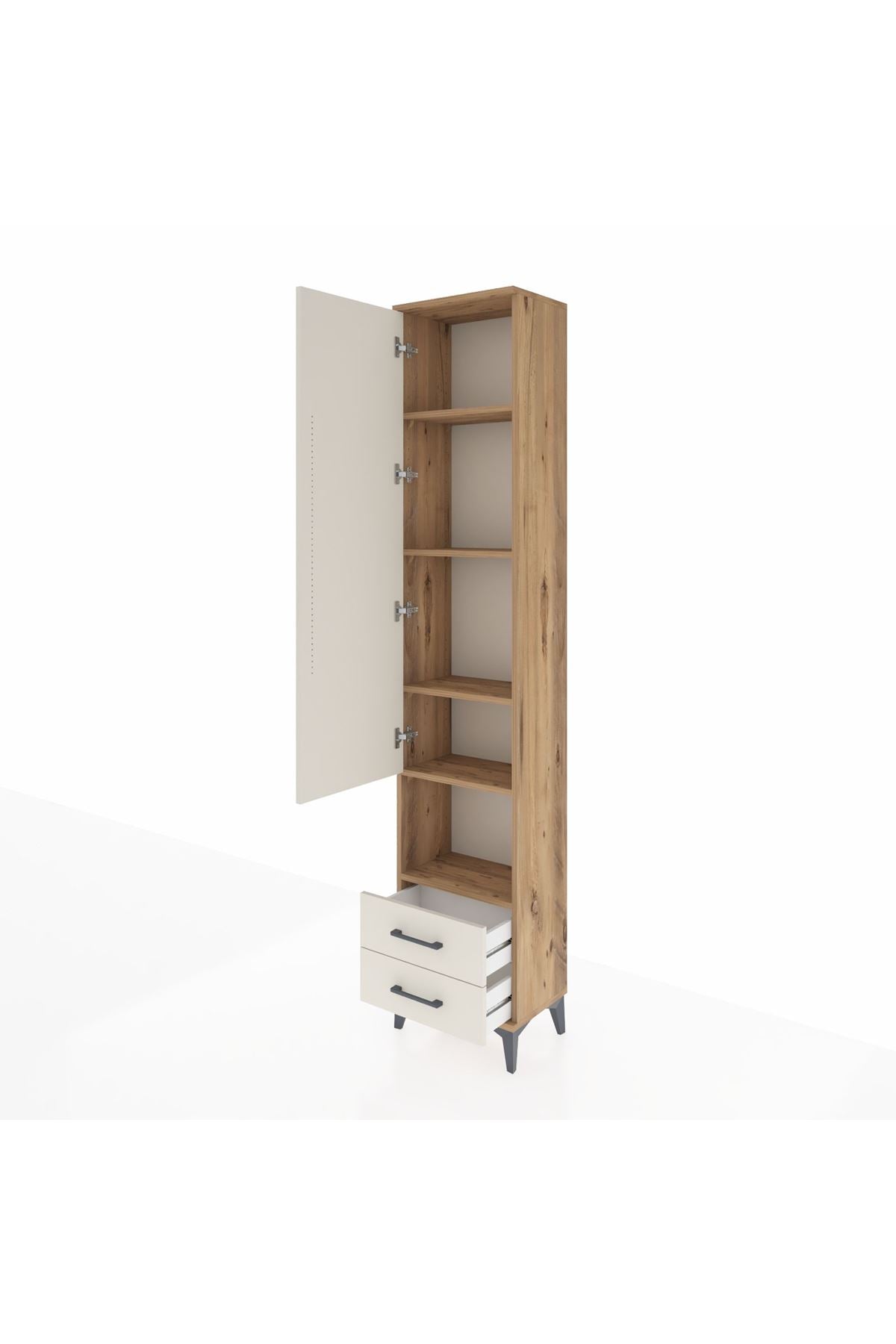 Arges Dolap 5 Raflı 2 Çekmeceli Tek Kapaklı 44x30x221 - S28M044V7A