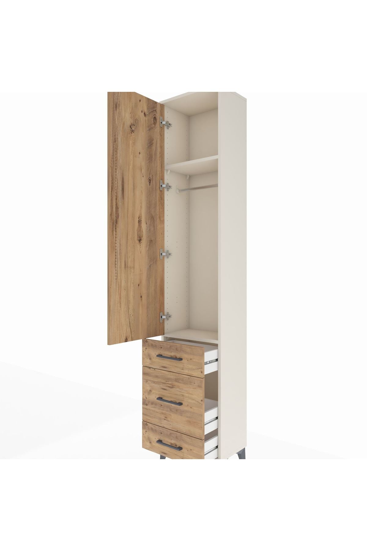 Arges Dolap 2 Raflı 3 Çekmeceli Tek Askılı 44x30x221 - S28M046V3A