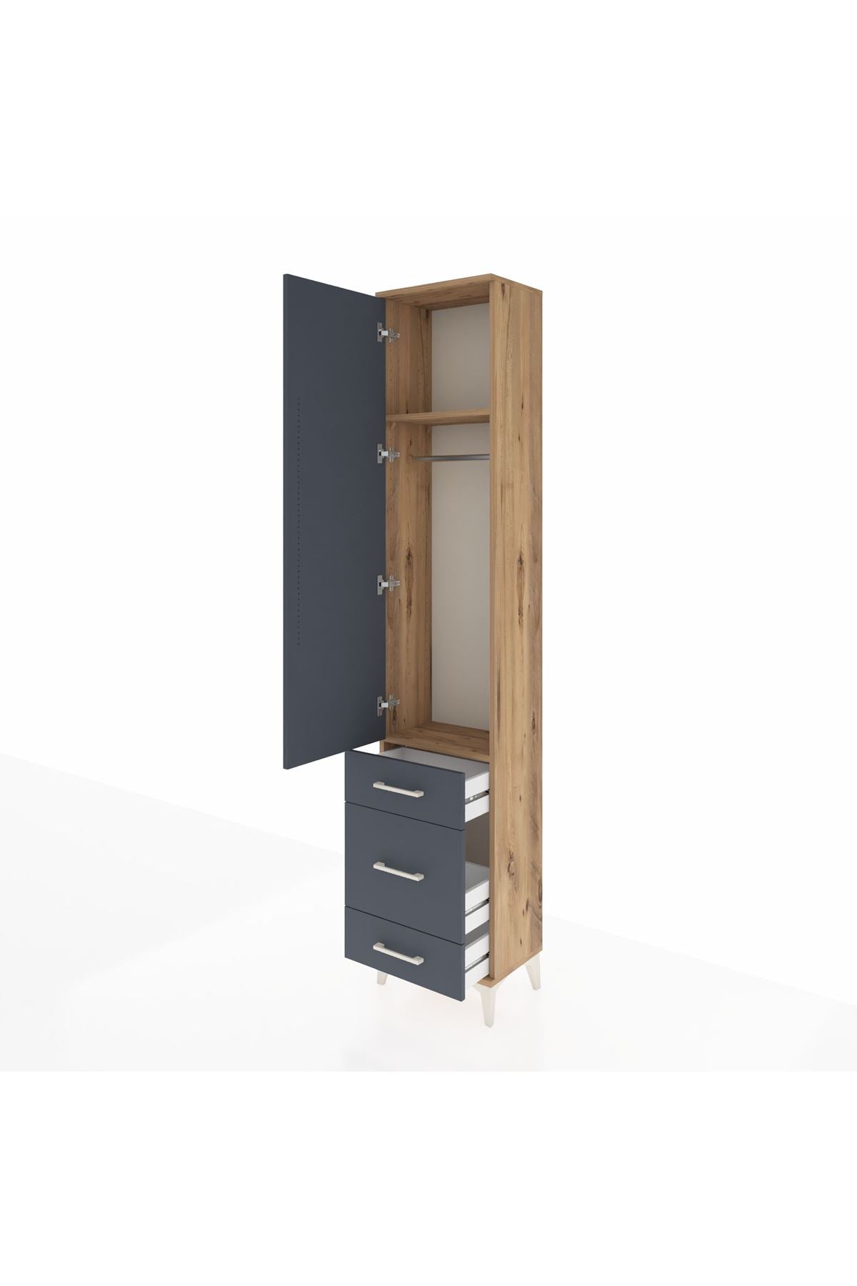 Arges Dolap 2 Raflı 3 Çekmeceli Tek Askılı 44x30x221 - S28M046V8A
