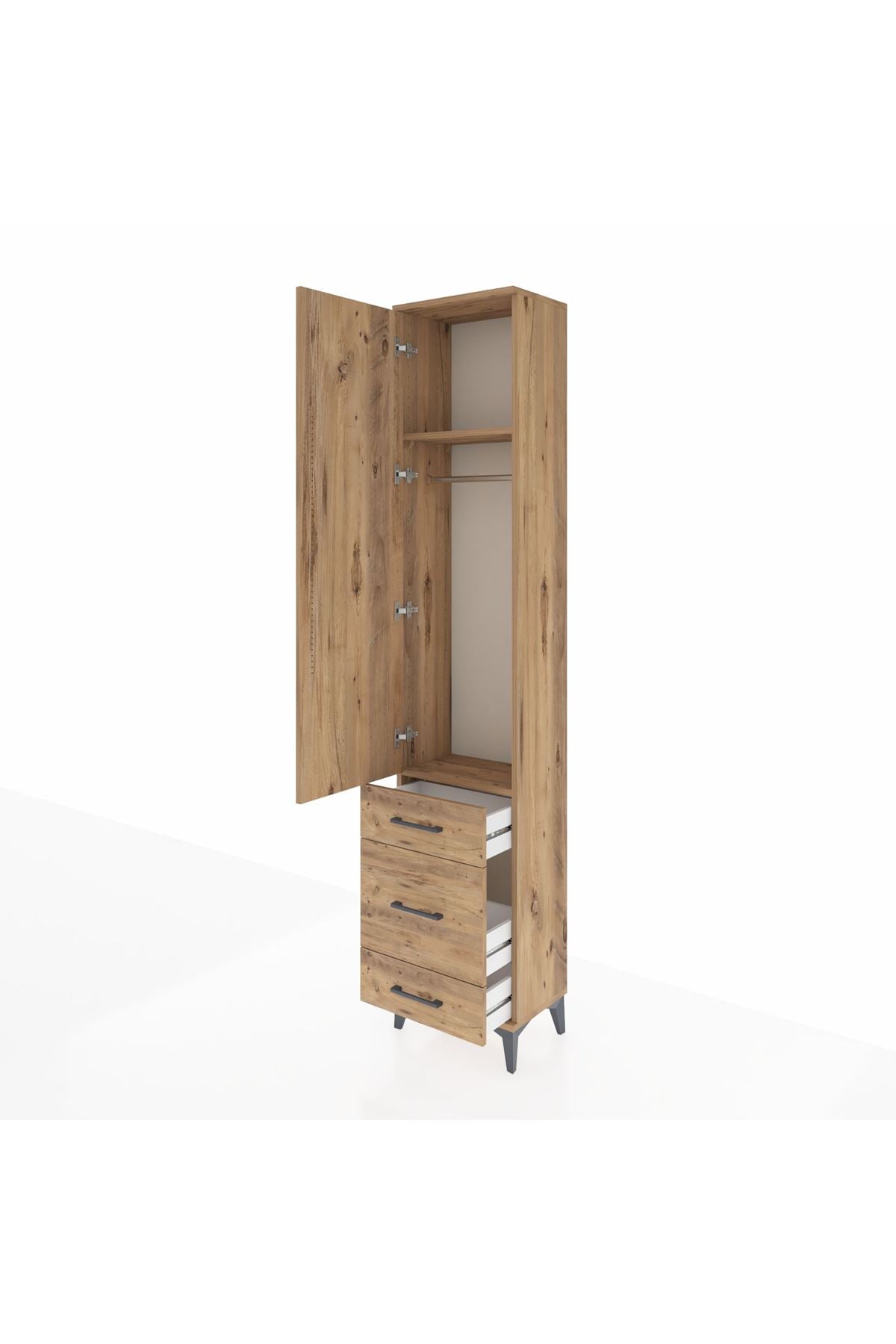 Arges Dolap 2 Raflı 3 Çekmeceli Tek Askılı 44x30x221 - S28M046V9A