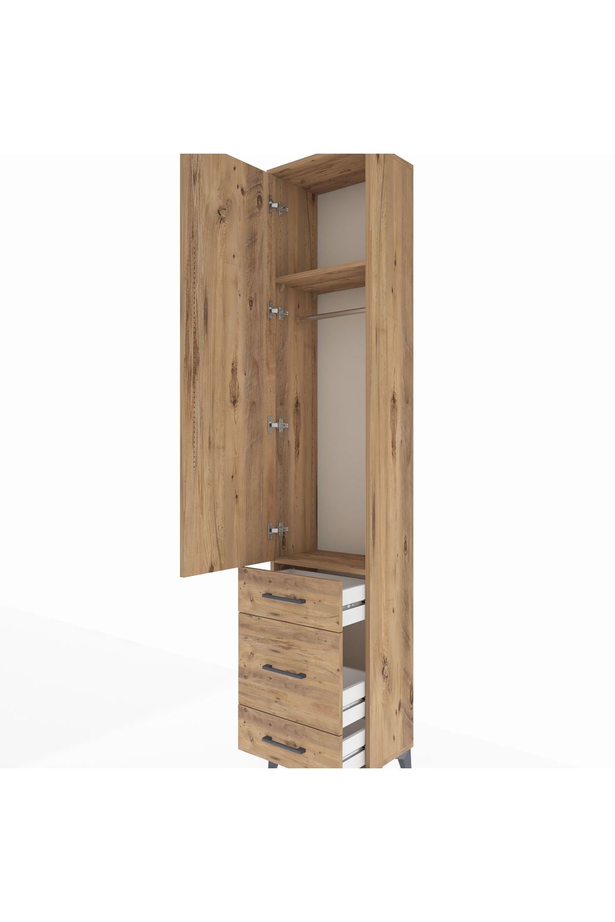 Arges Dolap 2 Raflı 3 Çekmeceli Tek Askılı 44x30x221 - S28M046V9A
