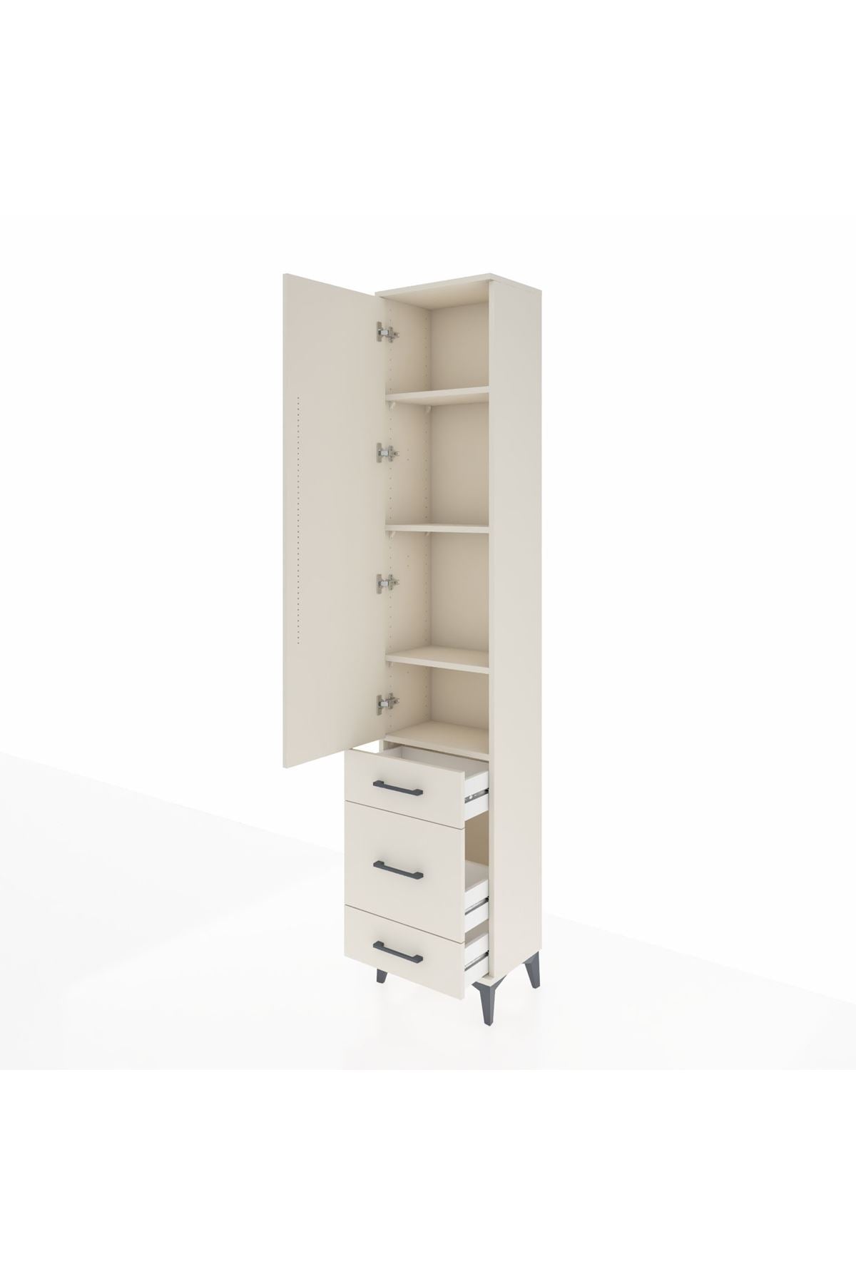 Arges Dolap 4 Raflı 3 Çekmeceli Tek Kapaklı 44x30x221 - S28M047V1A