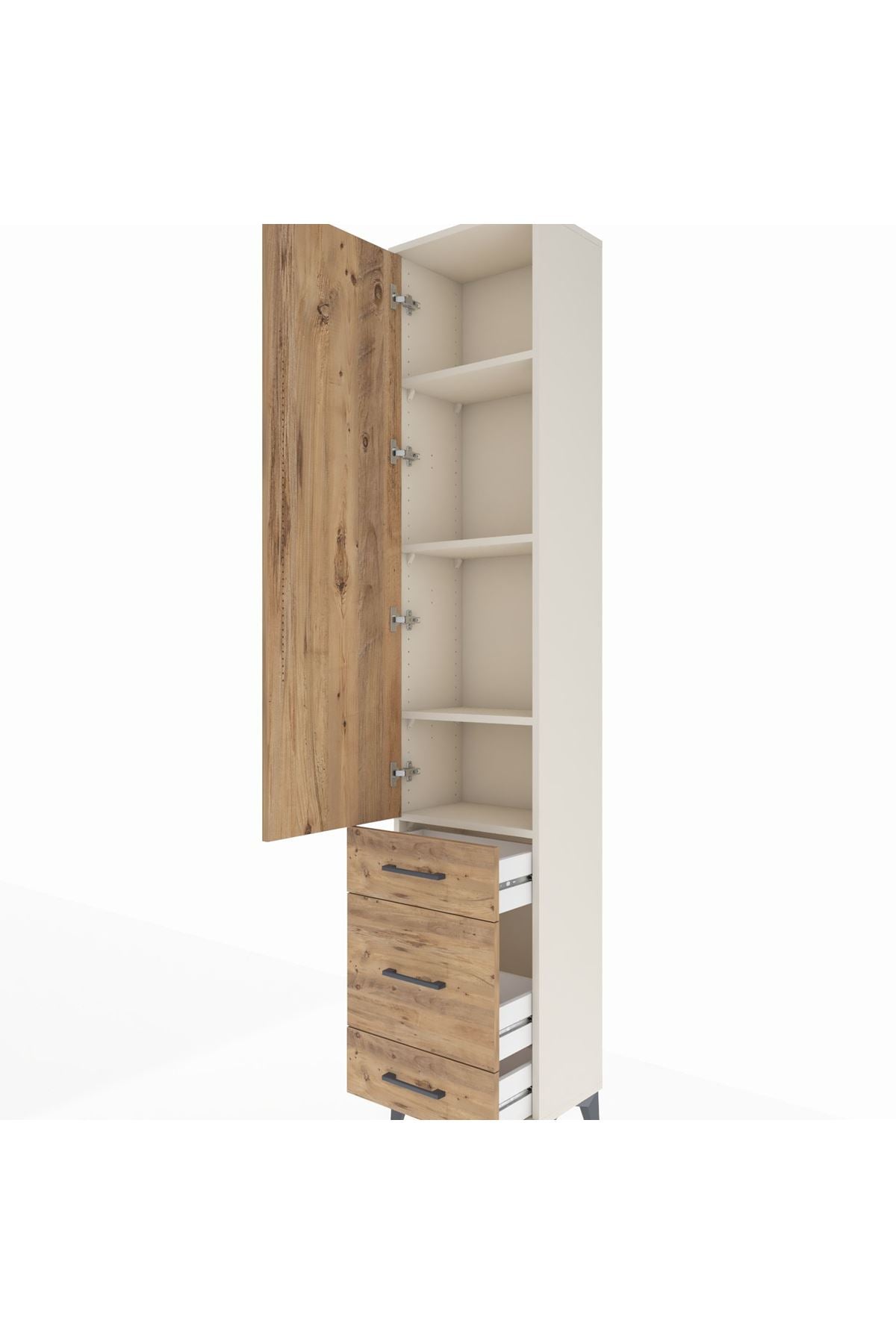 Arges Dolap 4 Raflı 3 Çekmeceli Tek Kapaklı 44x30x221 - S28M047V3A