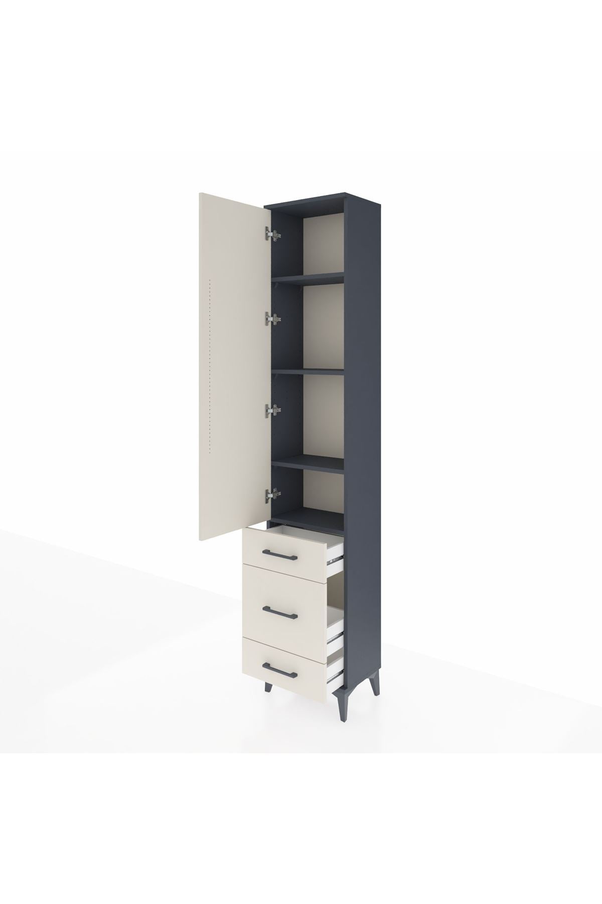 Arges Dolap 4 Raflı 3 Çekmeceli Tek Kapaklı 44x30x221 - S28M047V4A