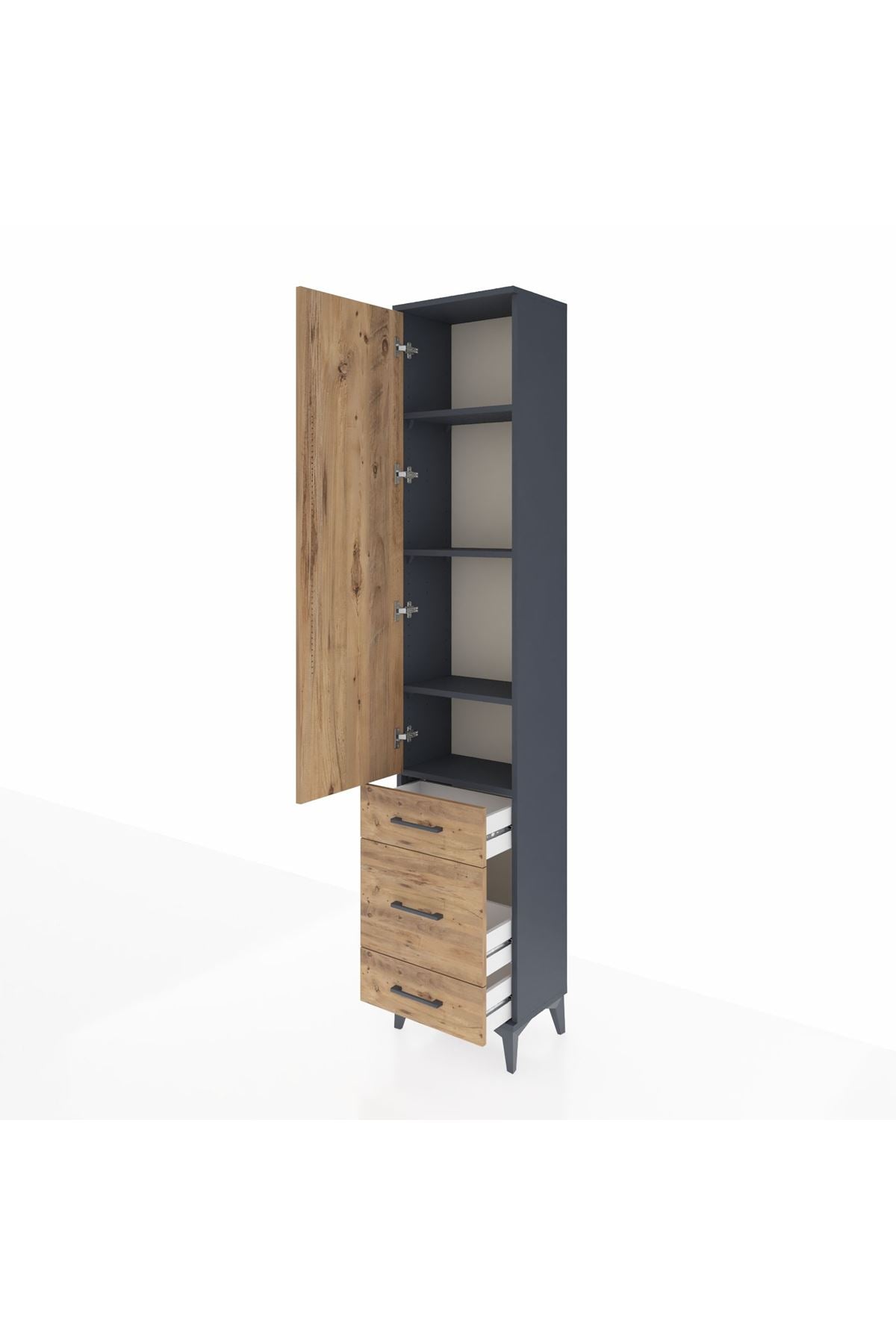 Arges Dolap 4 Raflı 3 Çekmeceli Tek Kapaklı 44x30x221 - S28M047V6A