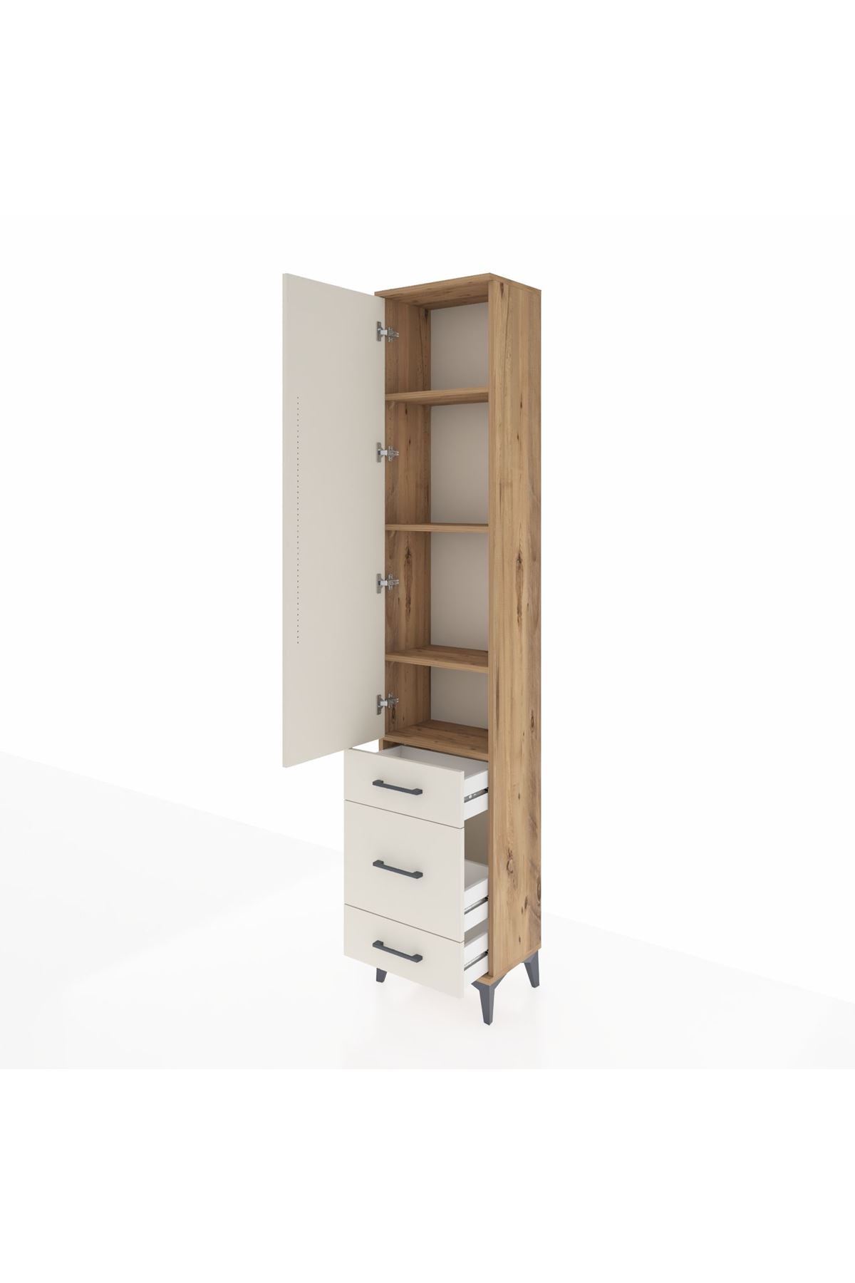 Arges Dolap 4 Raflı 3 Çekmeceli Tek Kapaklı 44x30x221 - S28M047V7A
