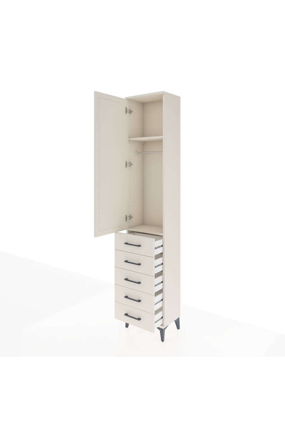 Arges Dolap 2 Raflı 5 Çekmeceli Tek Askılı 44x30x221 - S28M049V1A