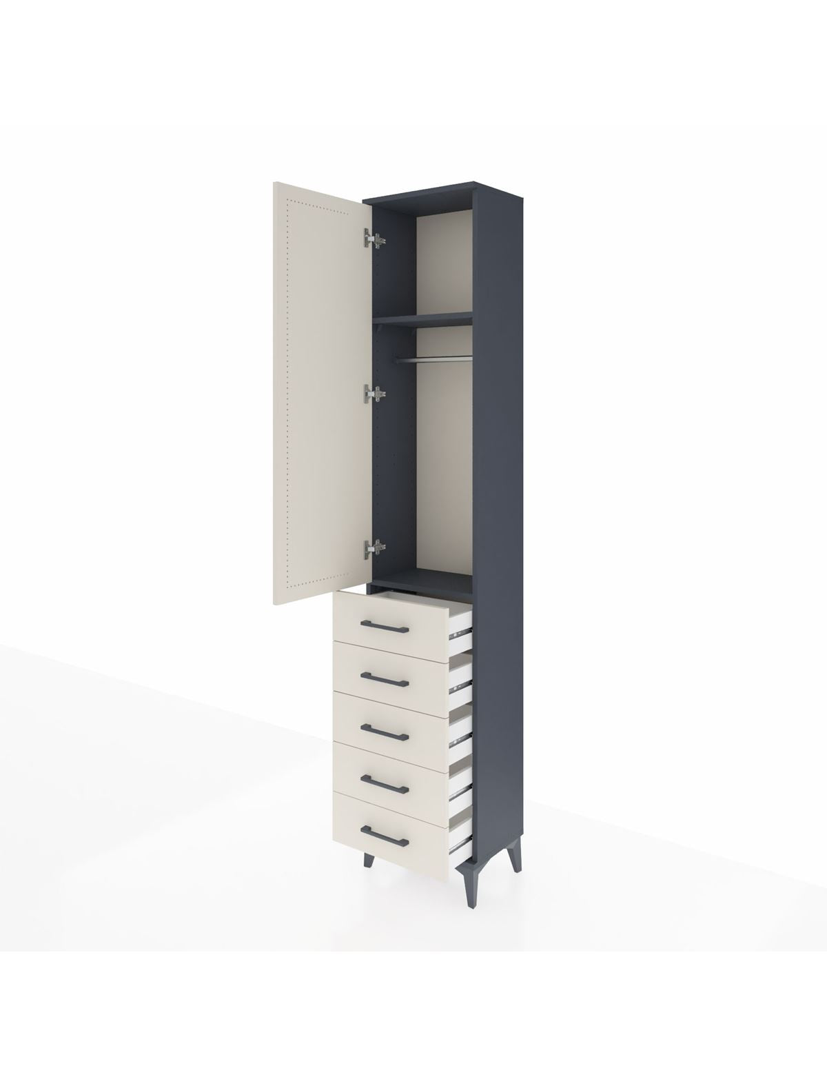 Arges Dolap 2 Raflı 5 Çekmeceli Tek Askılı 44x30x221 - S28M049V4A