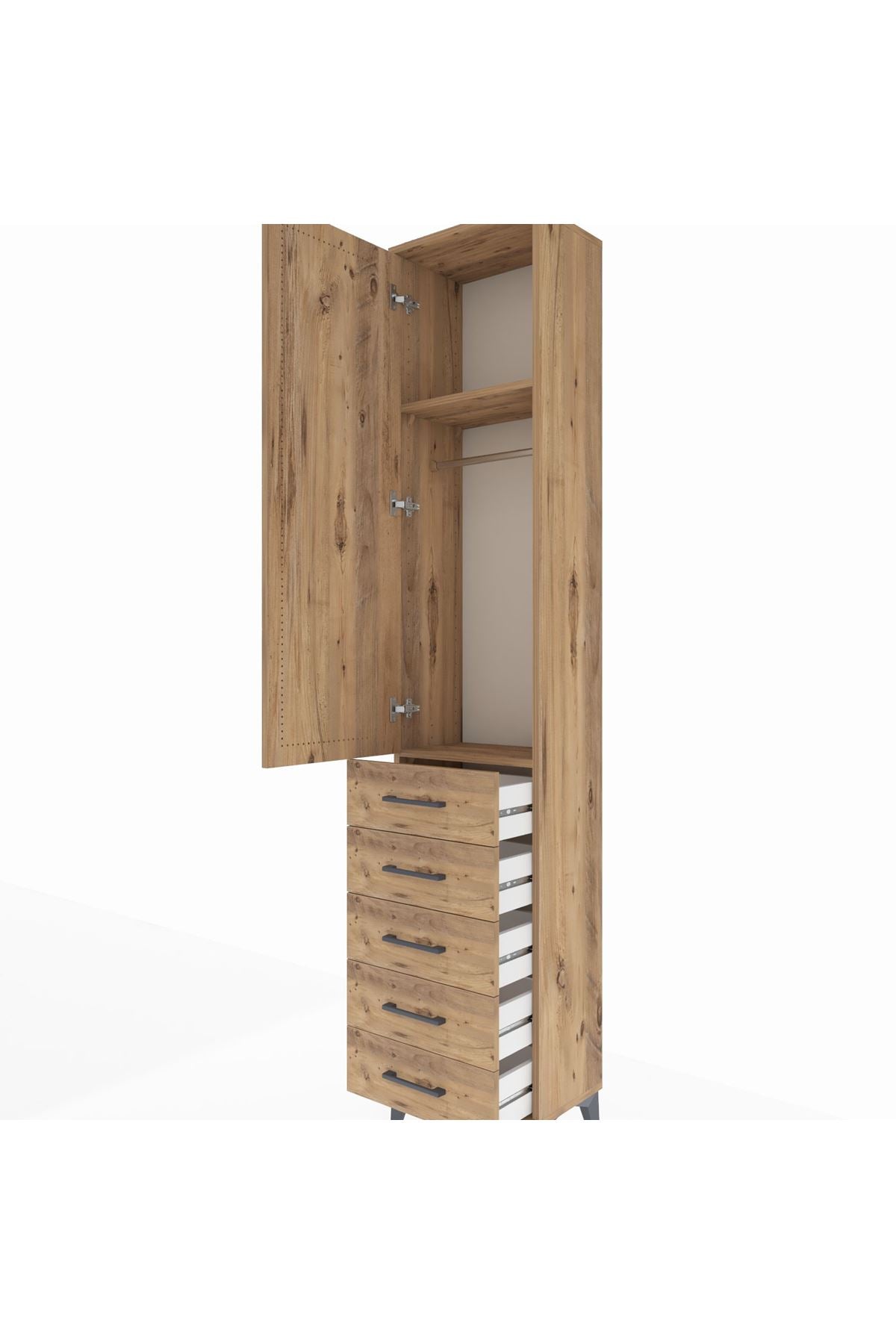 Arges Dolap 2 Raflı 5 Çekmeceli Tek Askılı 44x30x221 - S28M049V9A