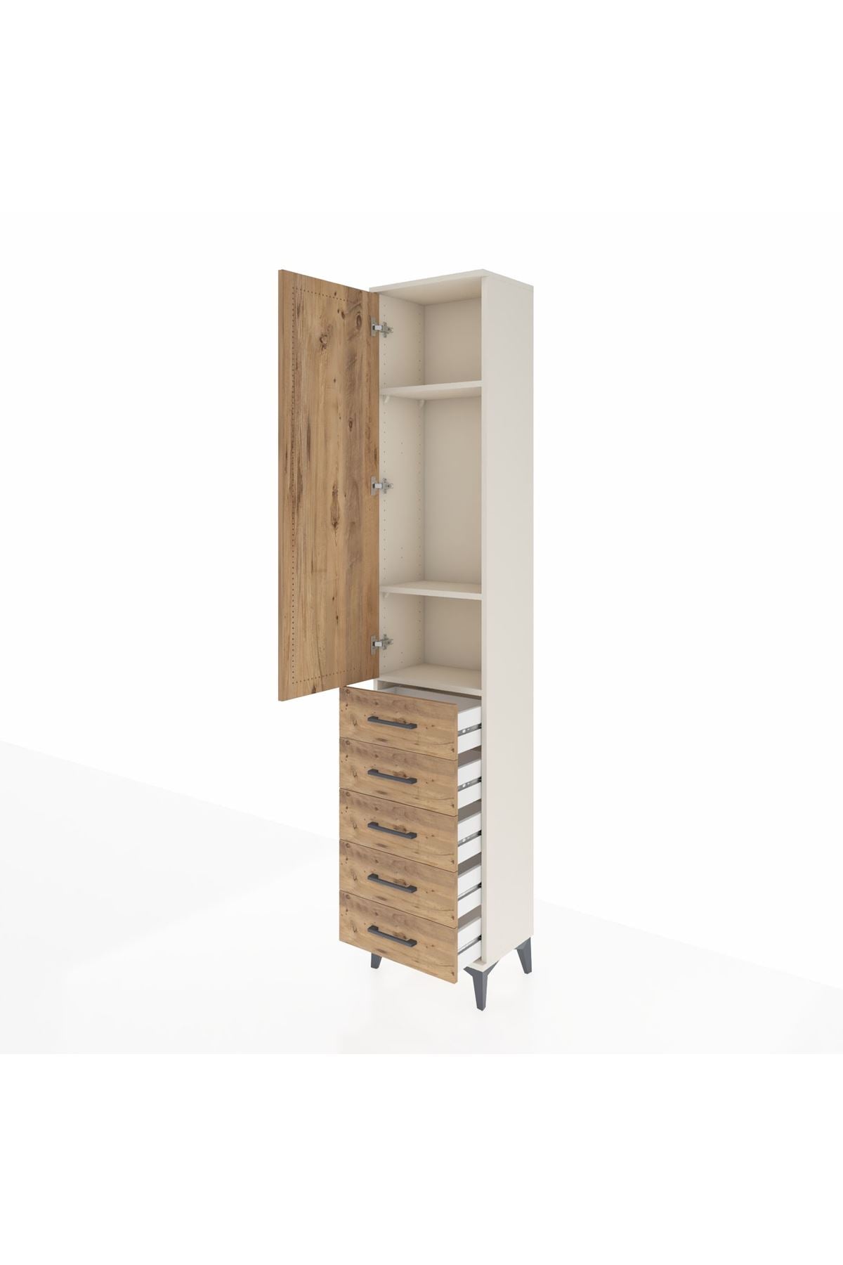 Arges Dolap 3 Raflı 5 Çekmeceli Tek Kapaklı 44x30x221 - S28M050V3A