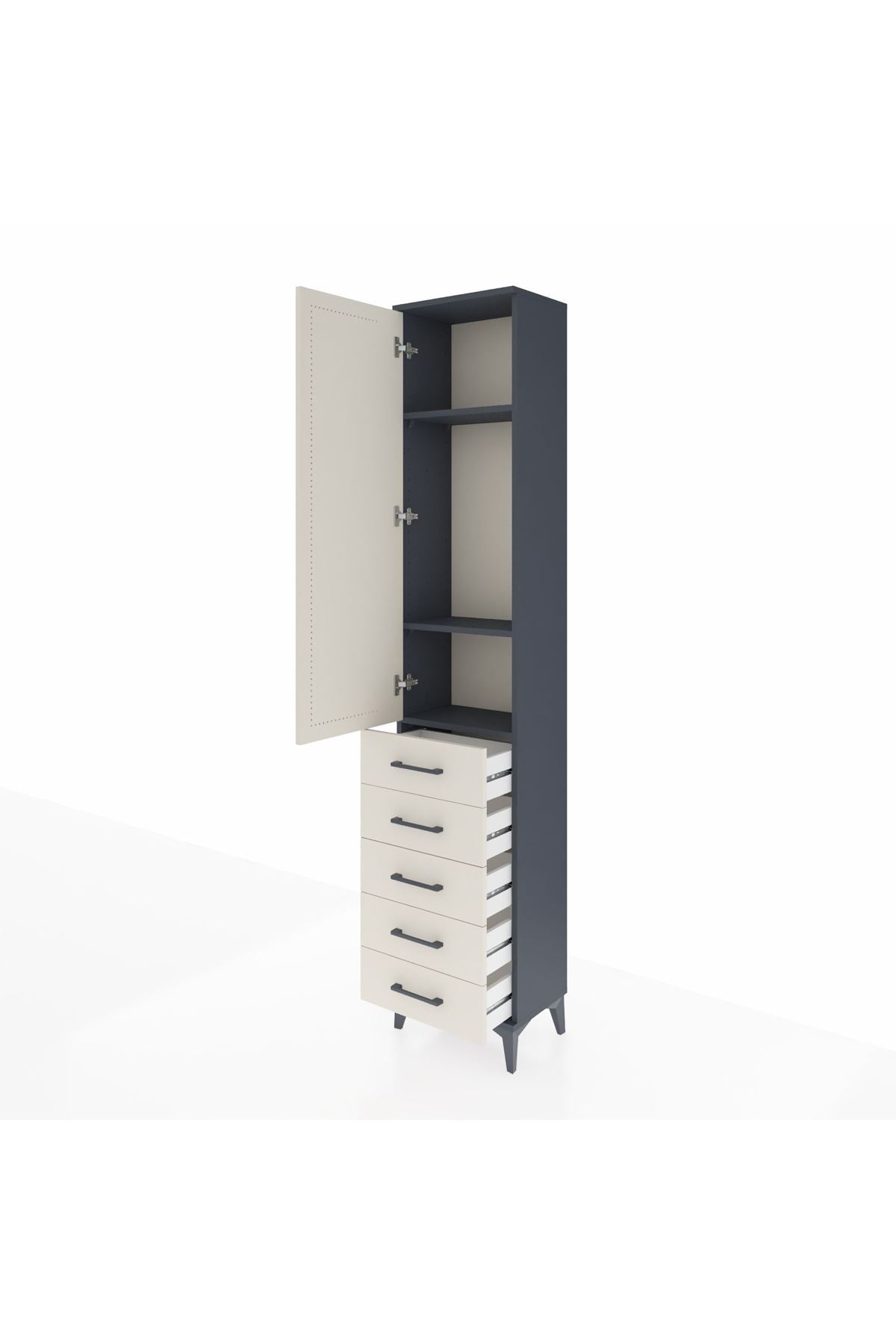 Arges Dolap 3 Raflı 5 Çekmeceli Tek Kapaklı 44x30x221 - S28M050V4A