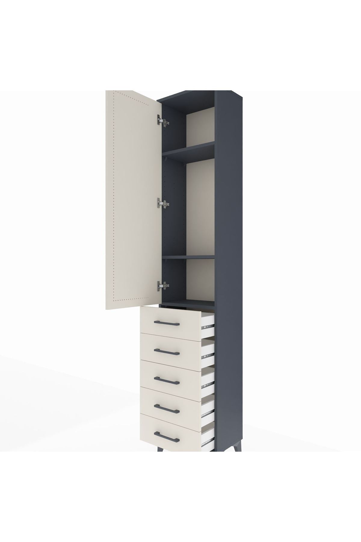 Arges Dolap 3 Raflı 5 Çekmeceli Tek Kapaklı 44x30x221 - S28M050V4A