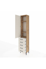 Arges Dolap 3 Raflı 5 Çekmeceli Tek Kapaklı 44x30x221 - S28M050V7A