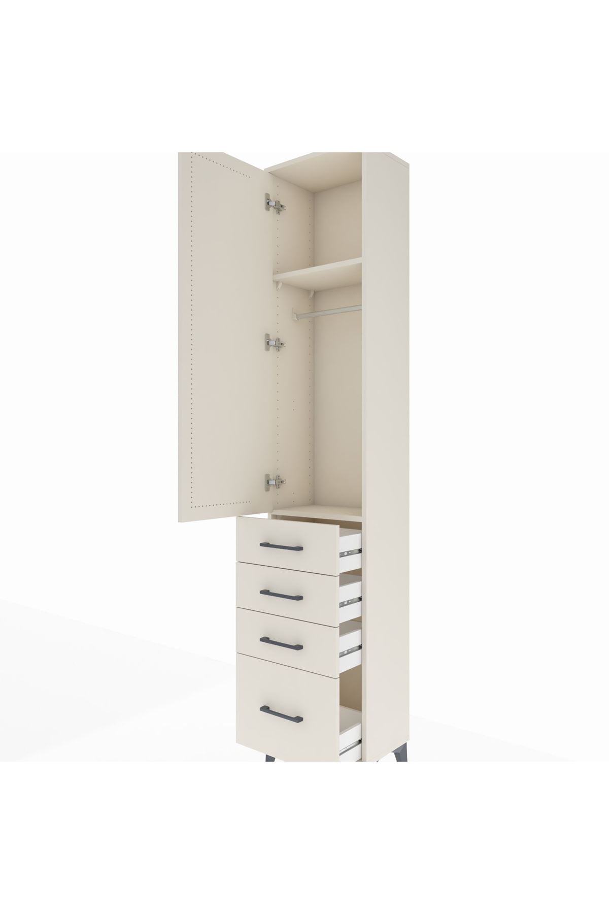 Arges Dolap 2 Raflı 4 Çekmeceli Tek Askılı 44x30x221 - S28M052V1A