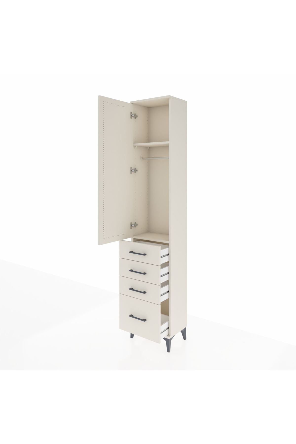 Arges Dolap 2 Raflı 4 Çekmeceli Tek Askılı 44x30x221 - S28M052V1A