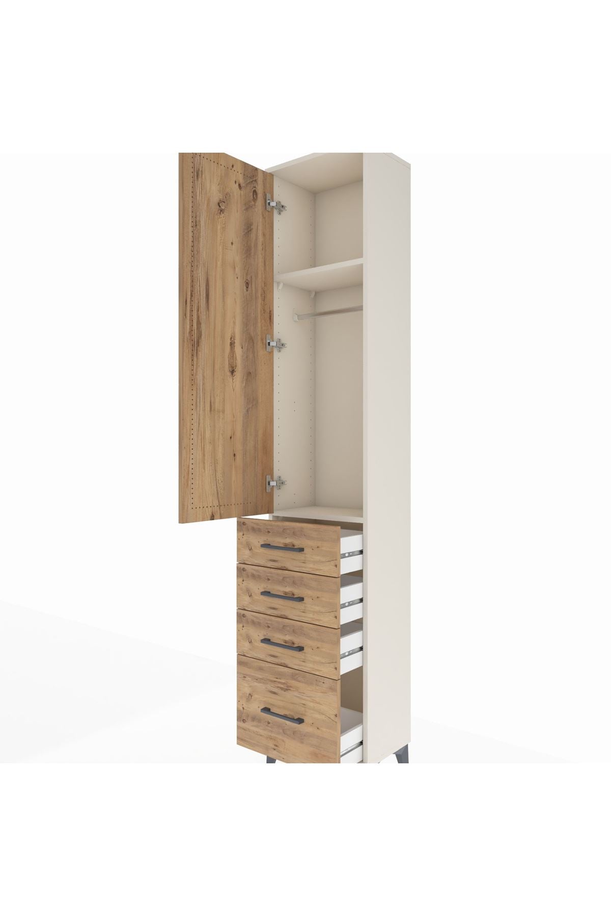 Arges Dolap 2 Raflı 4 Çekmeceli Tek Askılı 44x30x221 - S28M052V3A
