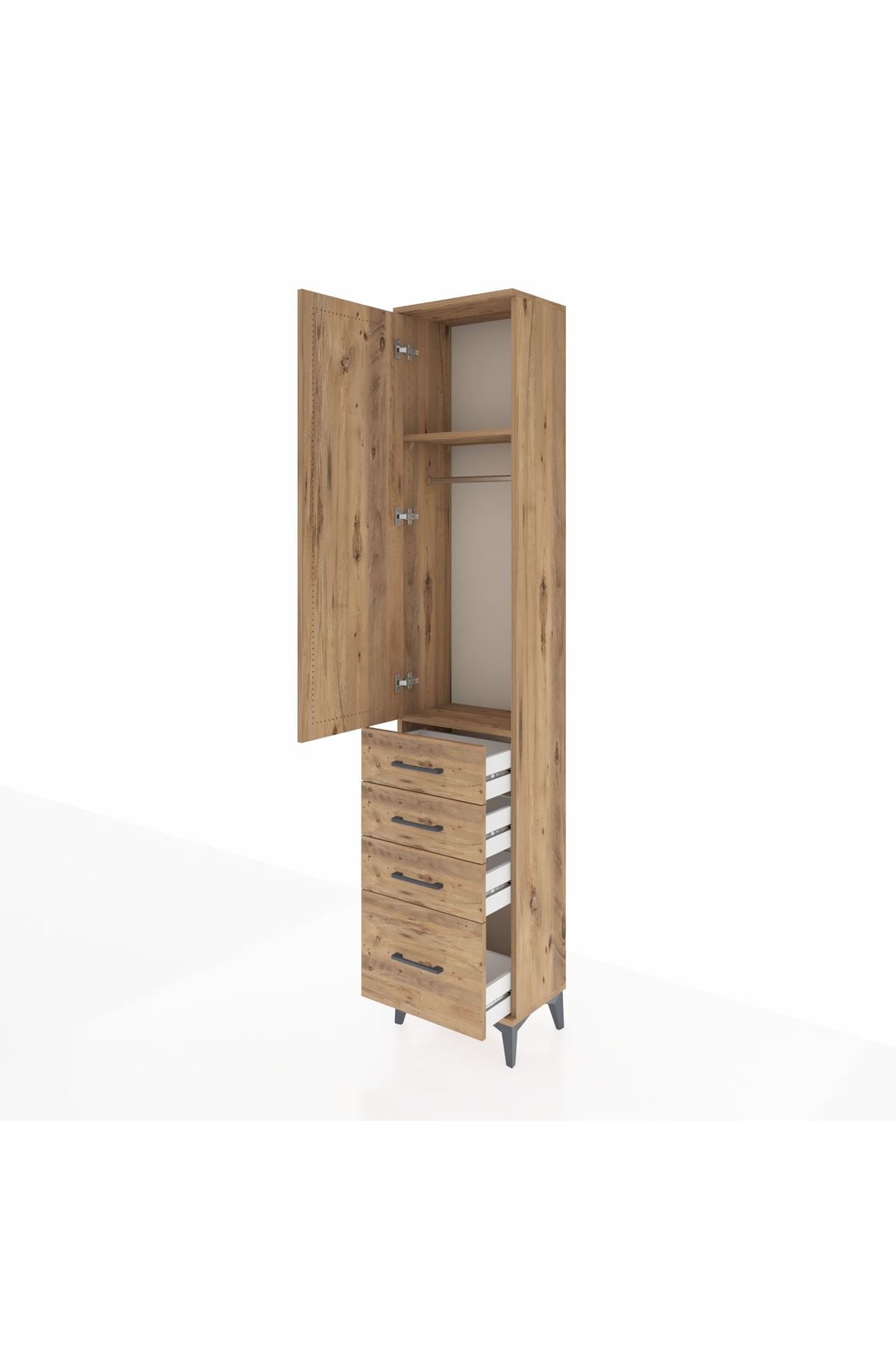 Arges Dolap 2 Raflı 4 Çekmeceli Tek Askılı 44x30x221 - S28M052V9A