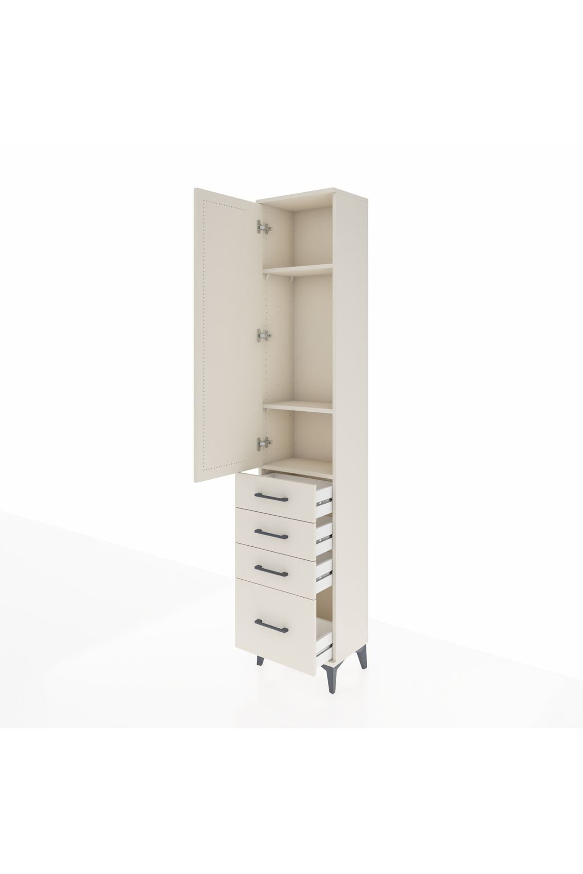 Arges Dolap 3 Raflı 4 Çekmeceli Tek Kapaklı 44x30x221 - S28M053V1A