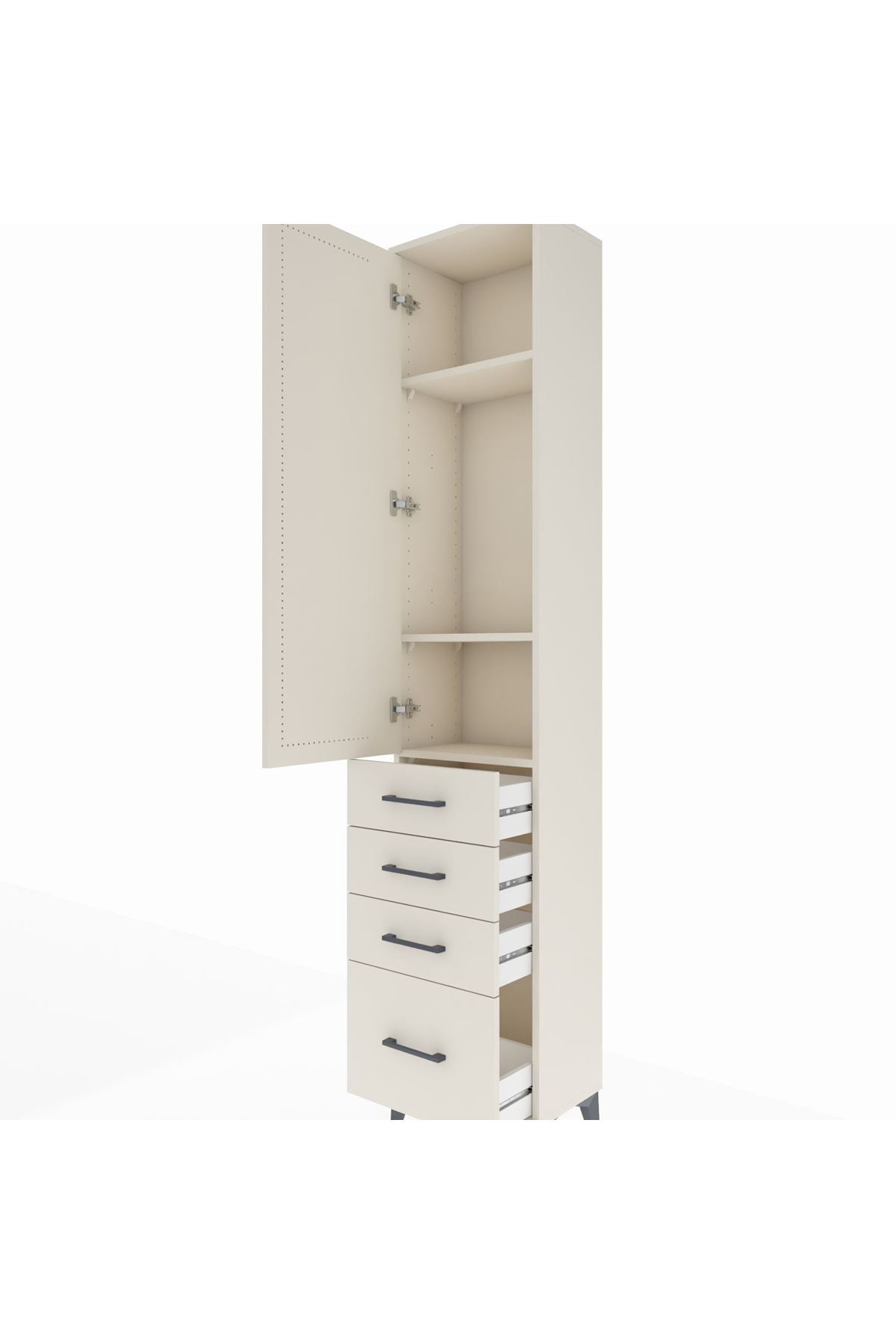 Arges Dolap 3 Raflı 4 Çekmeceli Tek Kapaklı 44x30x221 - S28M053V1A