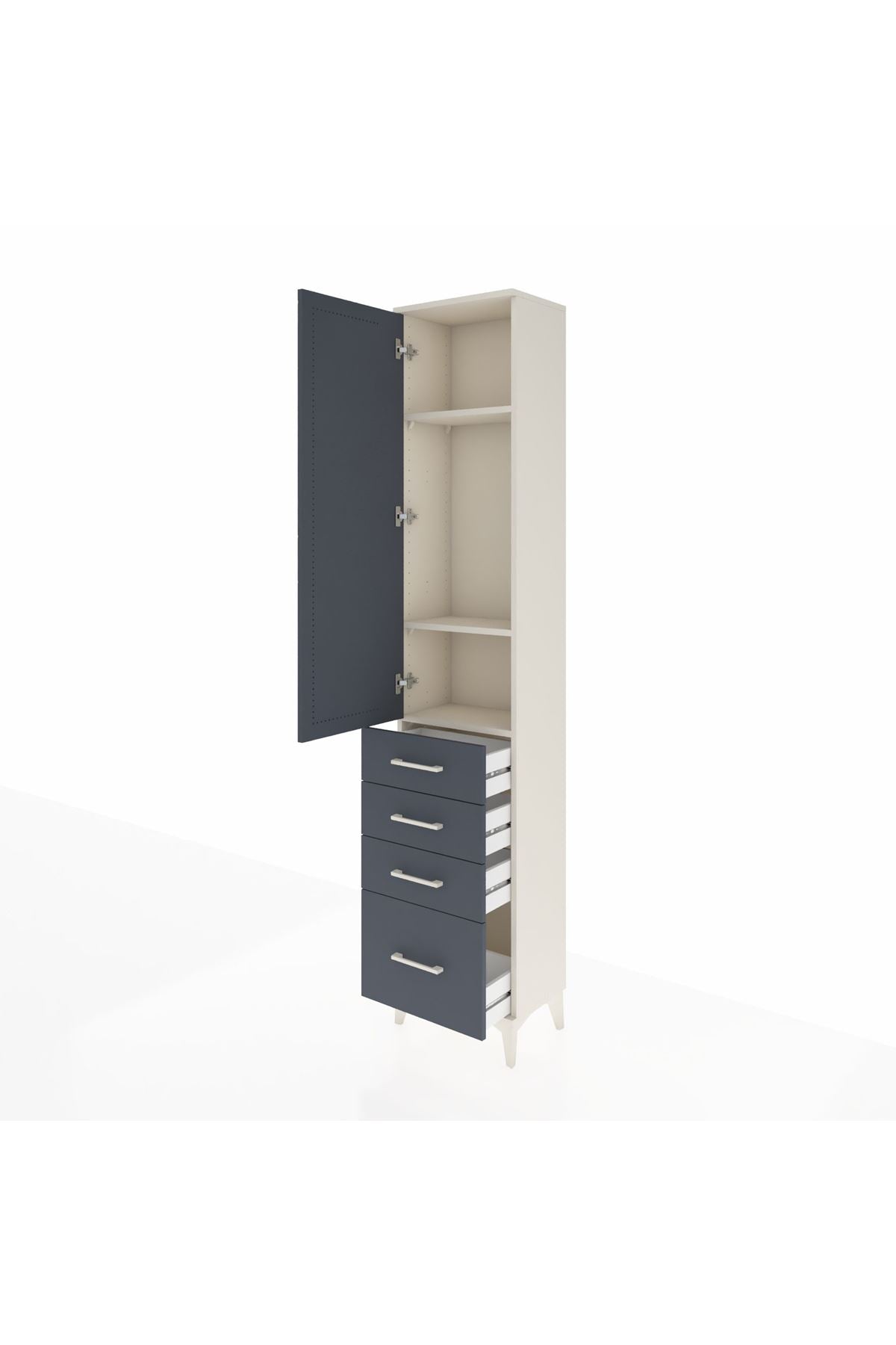 Arges Dolap 3 Raflı 4 Çekmeceli Tek Kapaklı 44x30x221 - S28M053V2A
