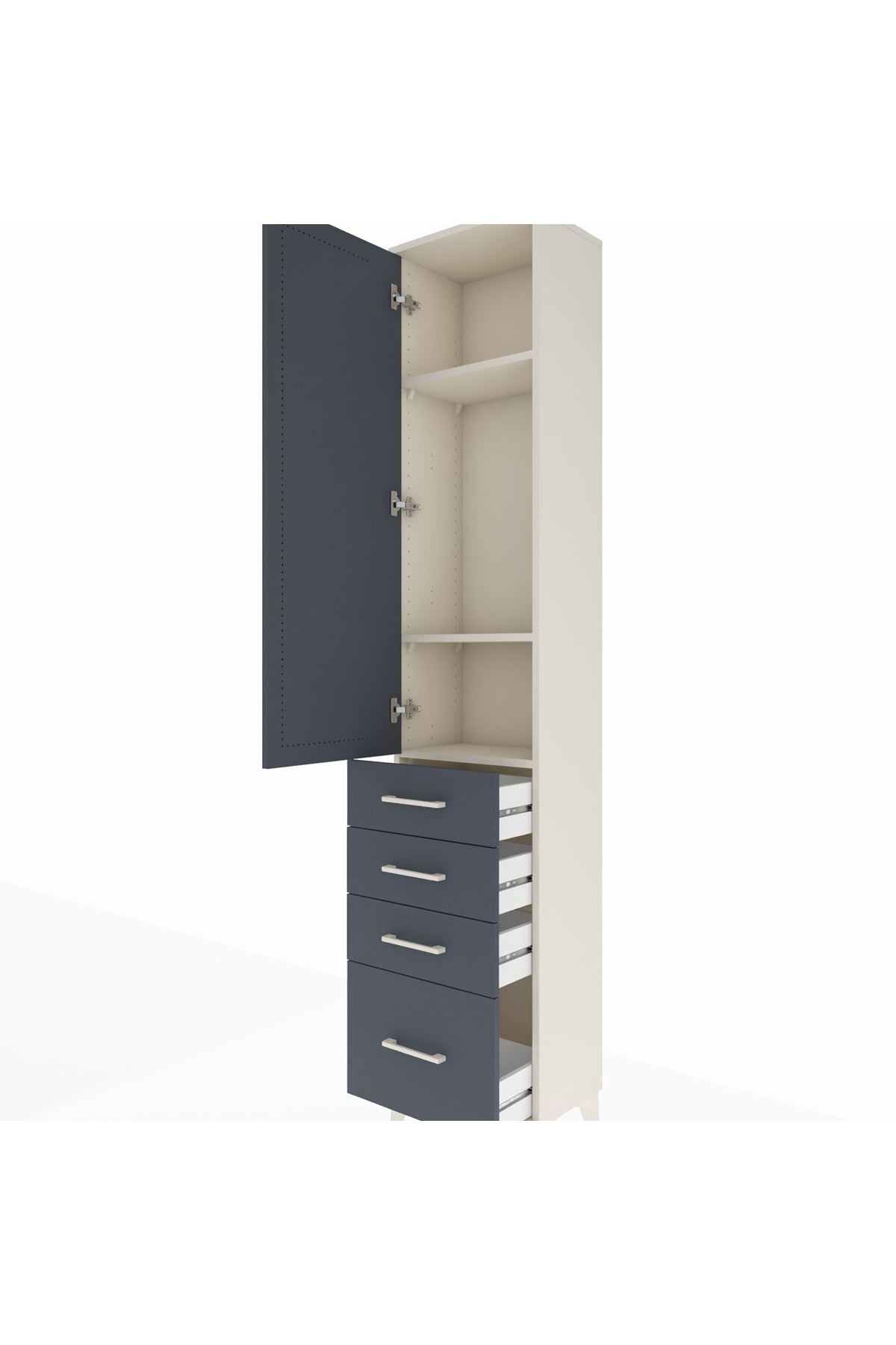 Arges Dolap 3 Raflı 4 Çekmeceli Tek Kapaklı 44x30x221 - S28M053V2A