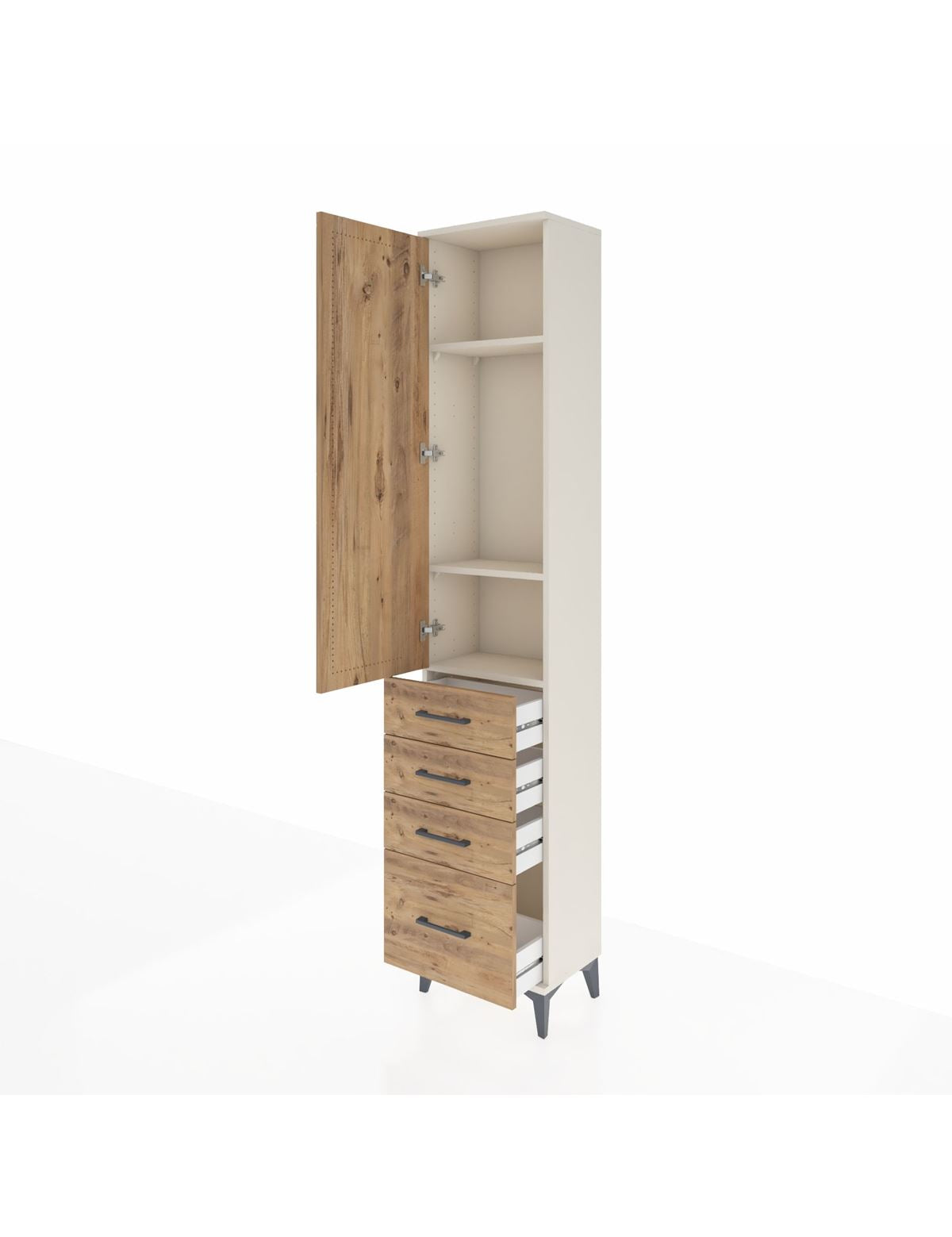 Arges Dolap 3 Raflı 4 Çekmeceli Tek Kapaklı 44x30x221 - S28M053V3A