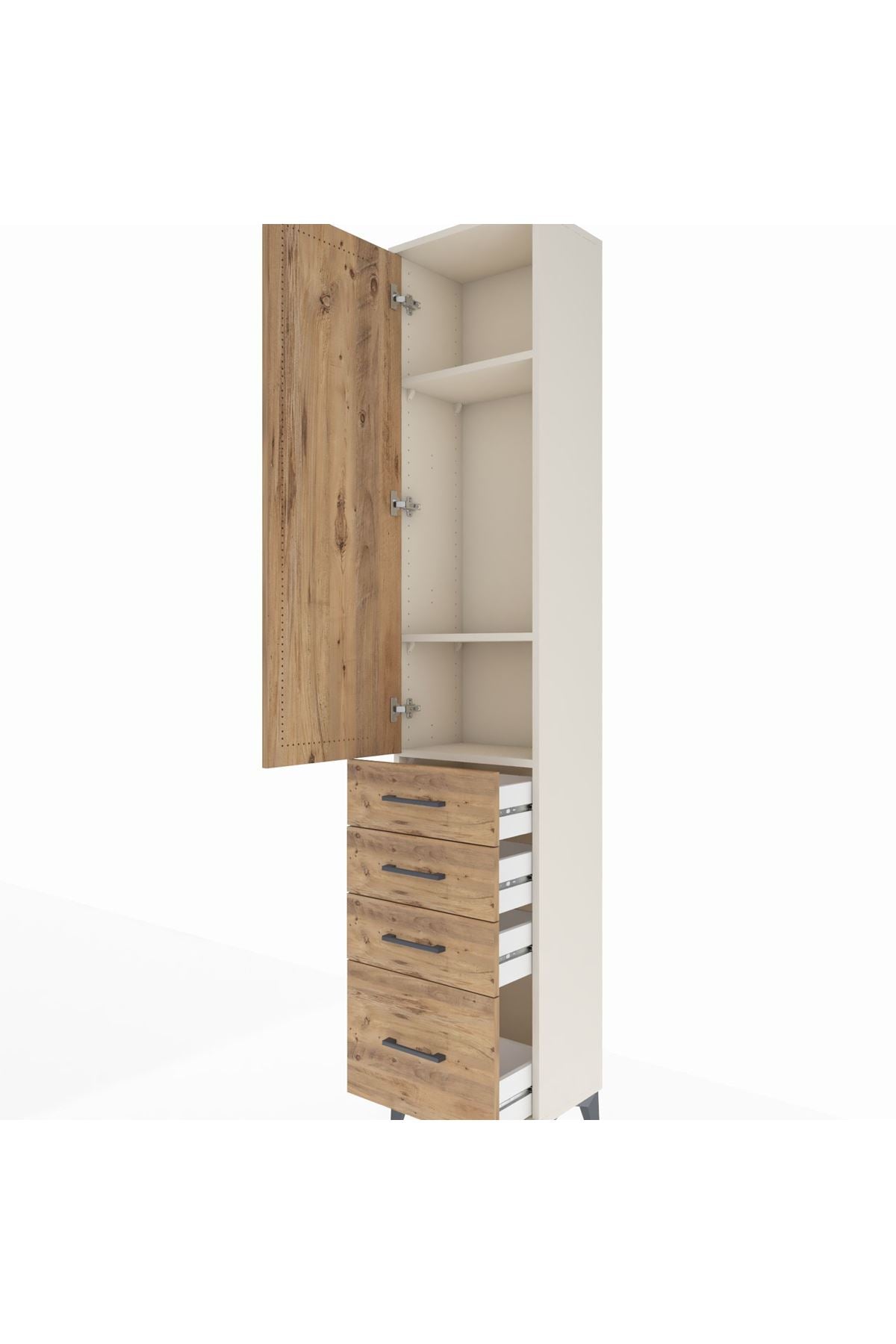 Arges Dolap 3 Raflı 4 Çekmeceli Tek Kapaklı 44x30x221 - S28M053V3A