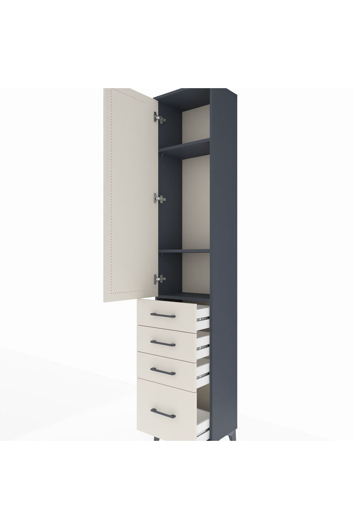 Arges Dolap 3 Raflı 4 Çekmeceli Tek Kapaklı 44x30x221 - S28M053V4A